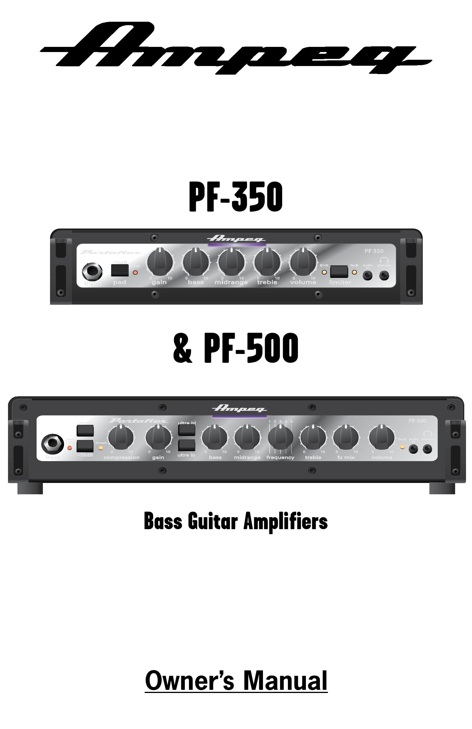Ampeg PF-350 Musical Instrument Amplifier User Manual