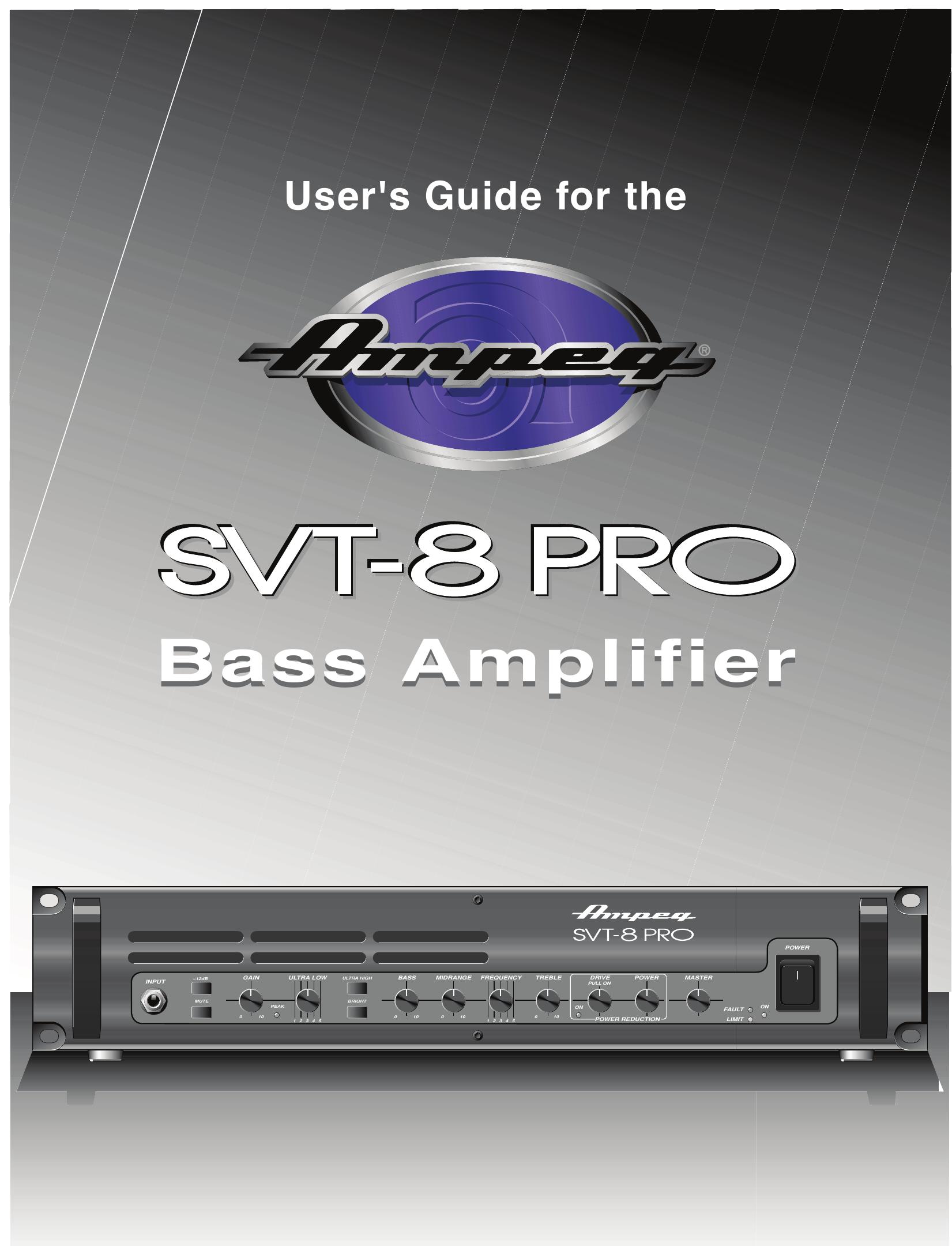 Ampeg SVT-8 Musical Instrument Amplifier User Manual