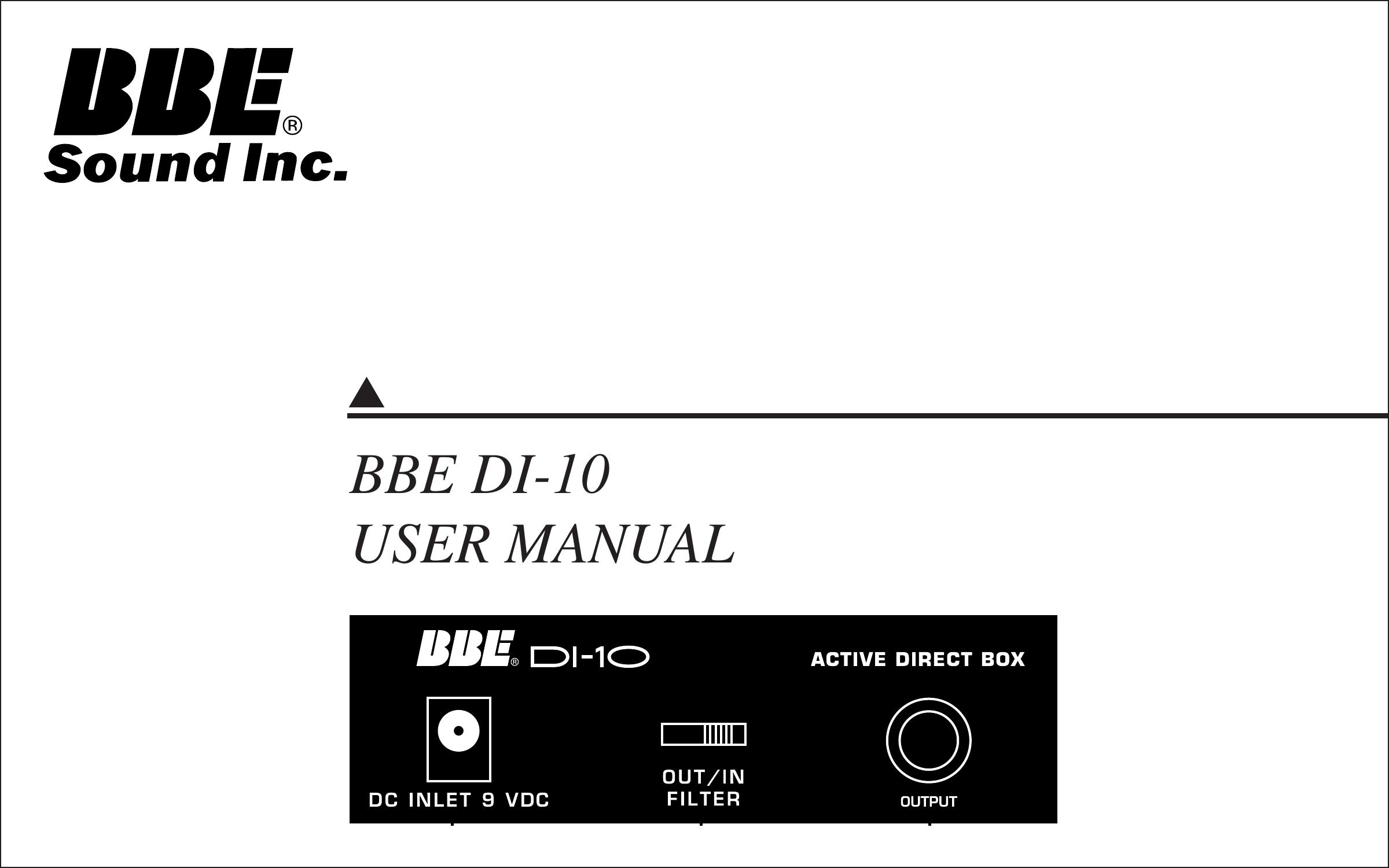 BBE BBE DI-10 Musical Instrument Amplifier User Manual