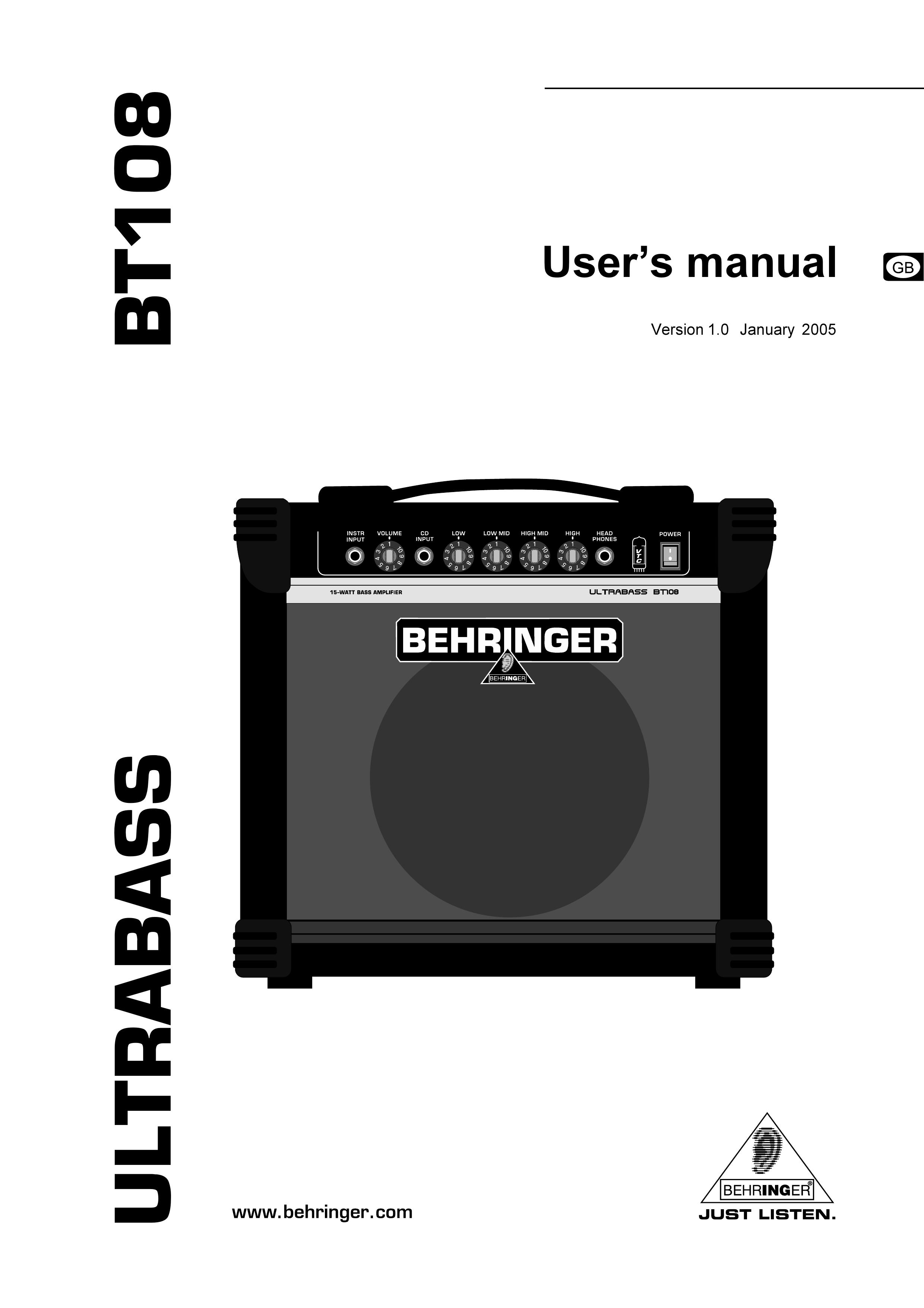 Behringer BT108 Musical Instrument Amplifier User Manual