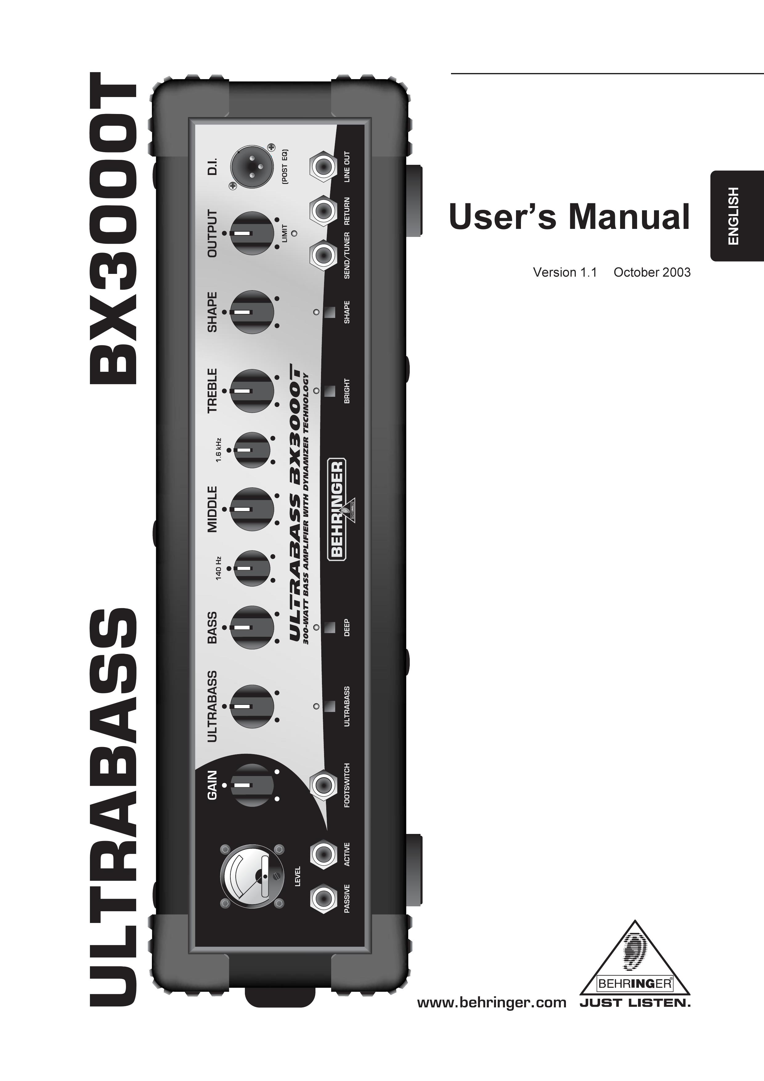 Behringer BX3000T Musical Instrument Amplifier User Manual
