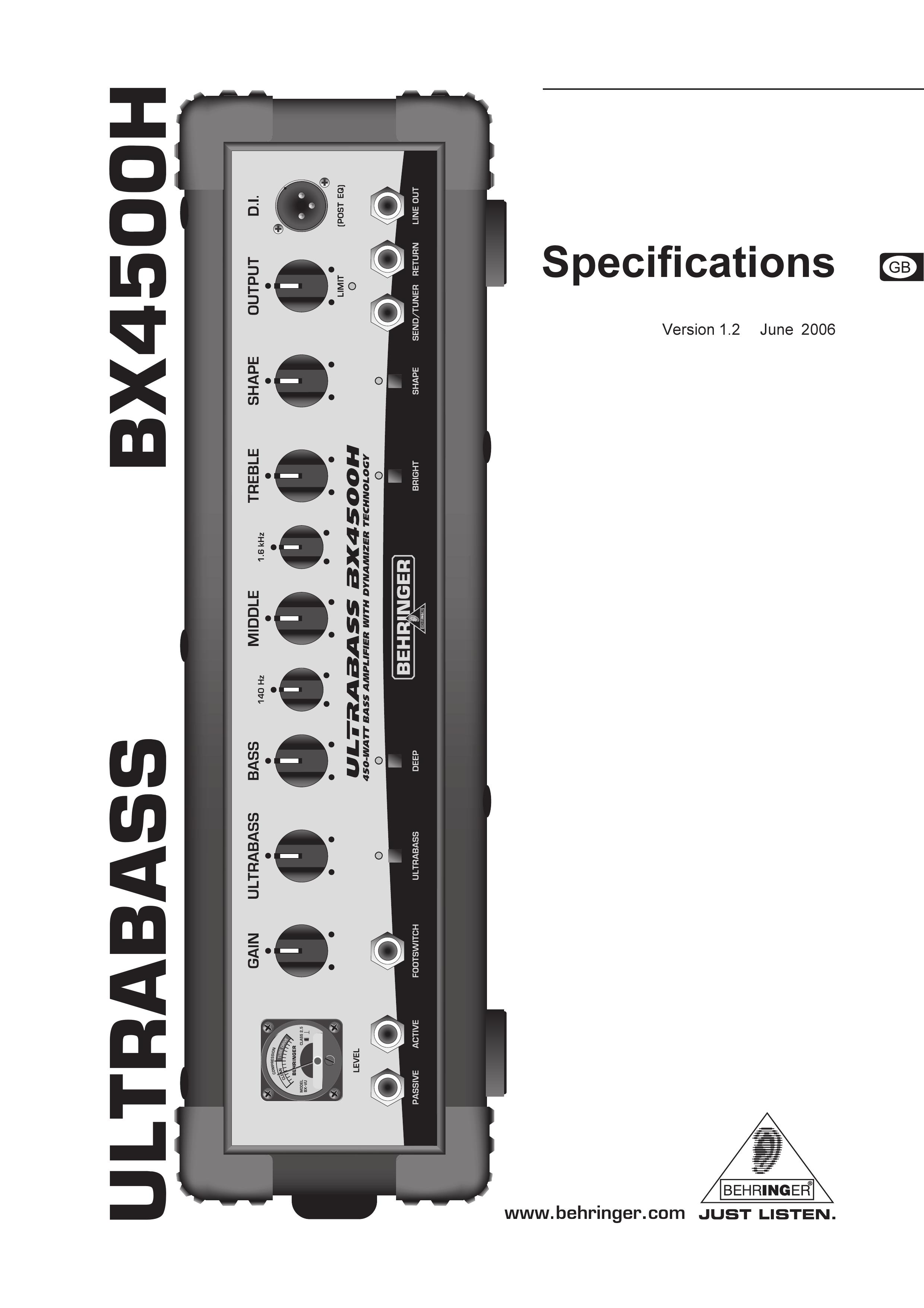 Behringer BX4500H Musical Instrument Amplifier User Manual