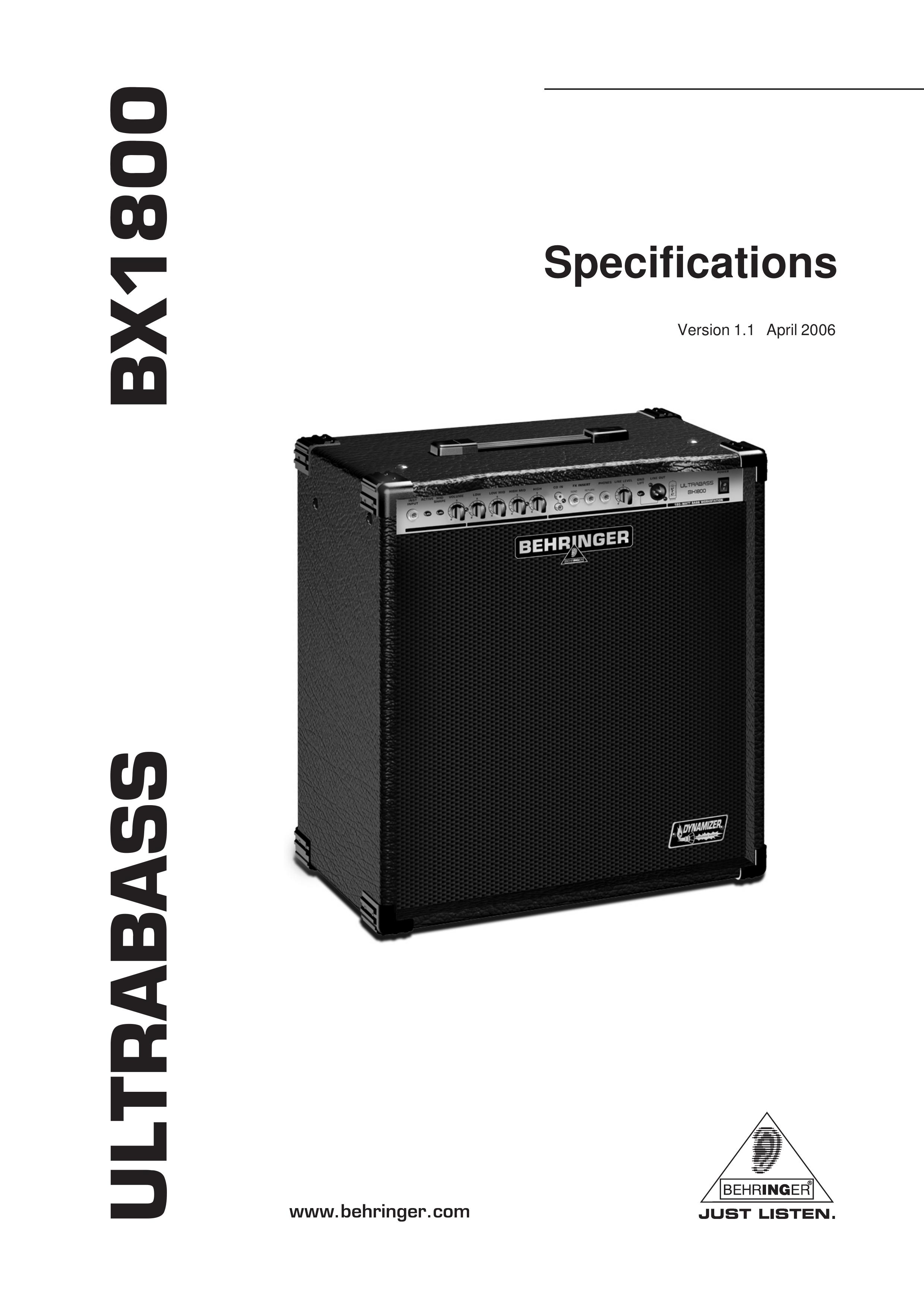 Behringer ULTRABASS BX1800 Musical Instrument Amplifier User Manual
