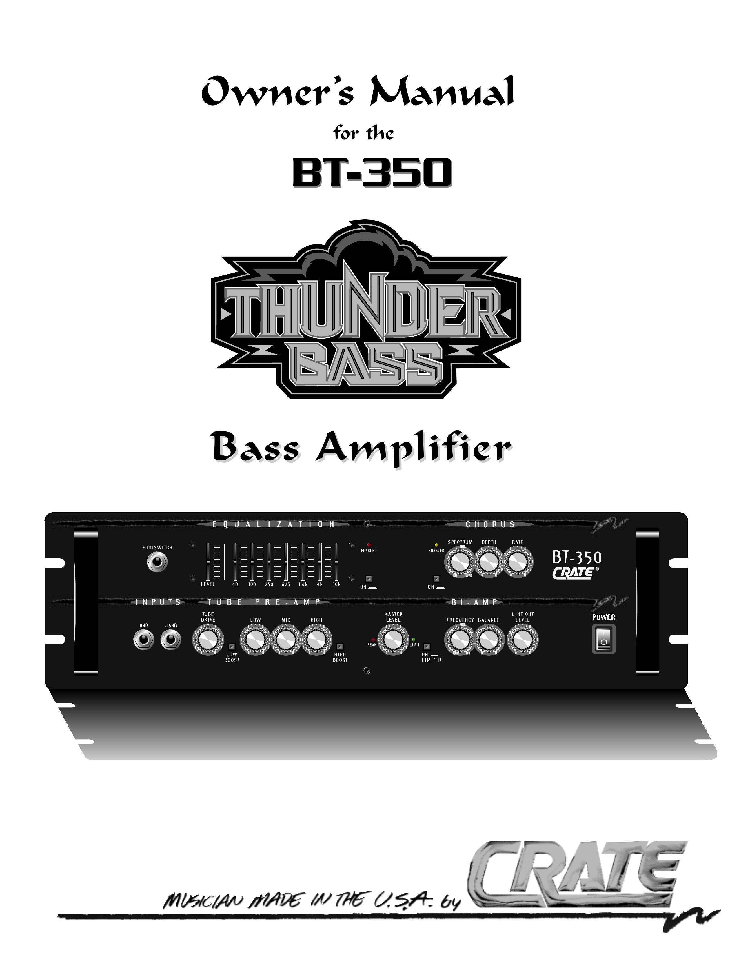 Crate Amplifiers BT-350 Musical Instrument Amplifier User Manual