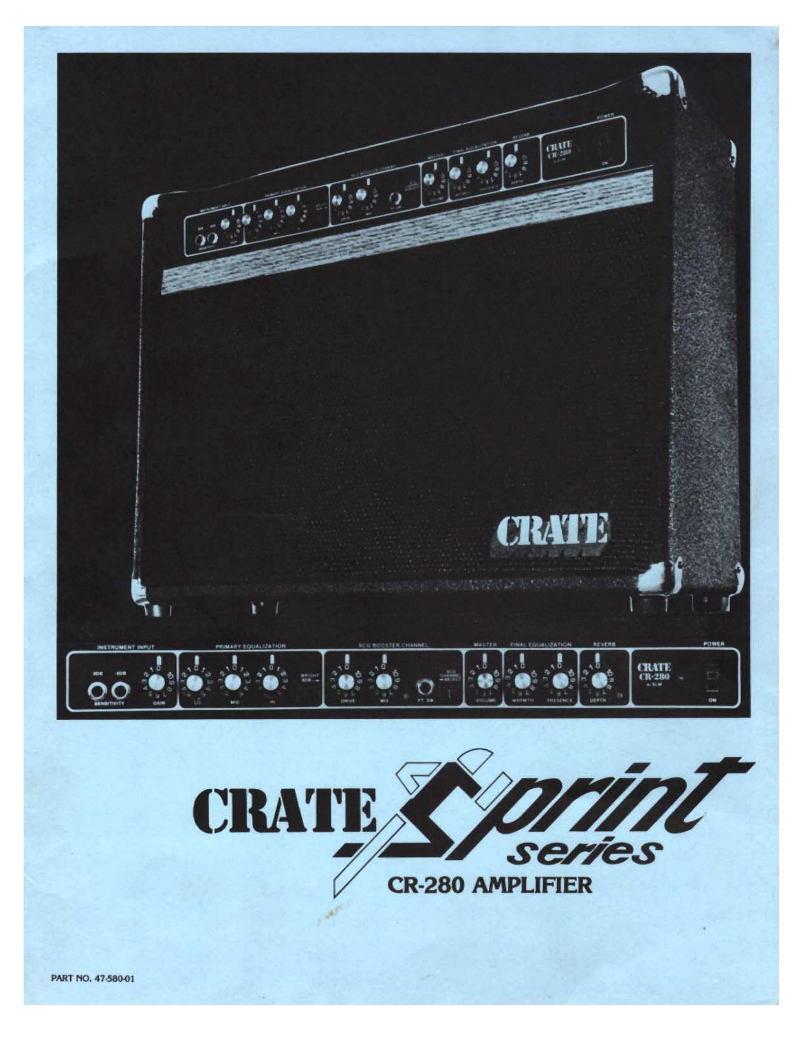 Crate Amplifiers CR-280 Musical Instrument Amplifier User Manual