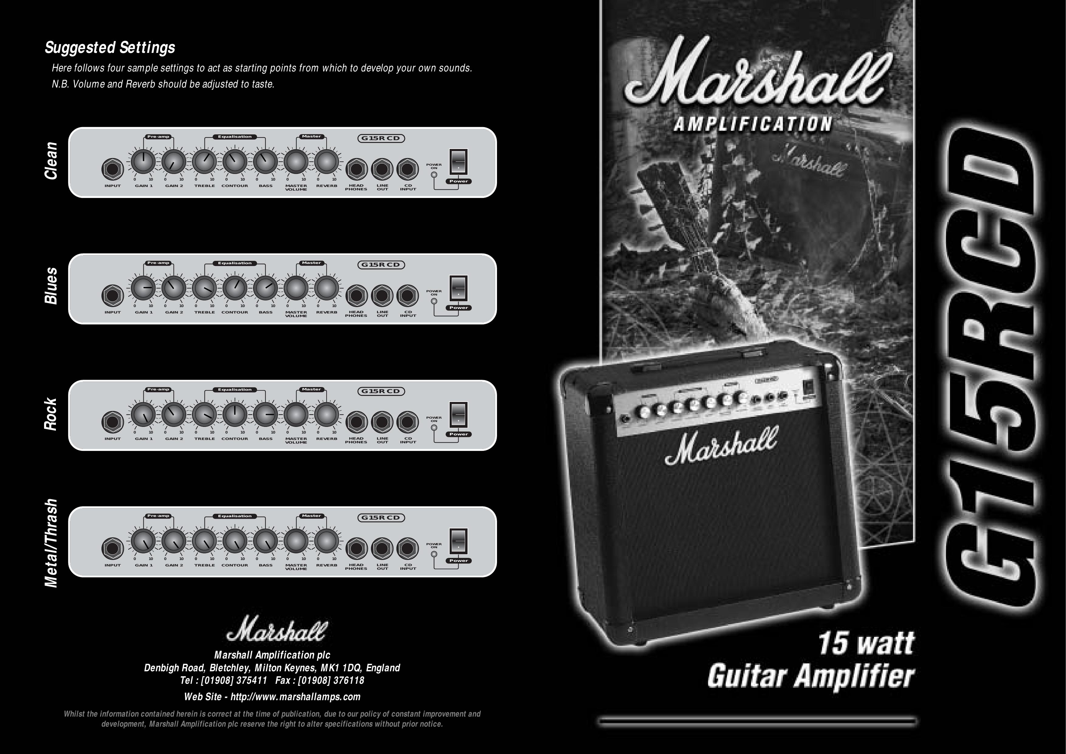 Marshall Amplification G15RCD Musical Instrument Amplifier User Manual