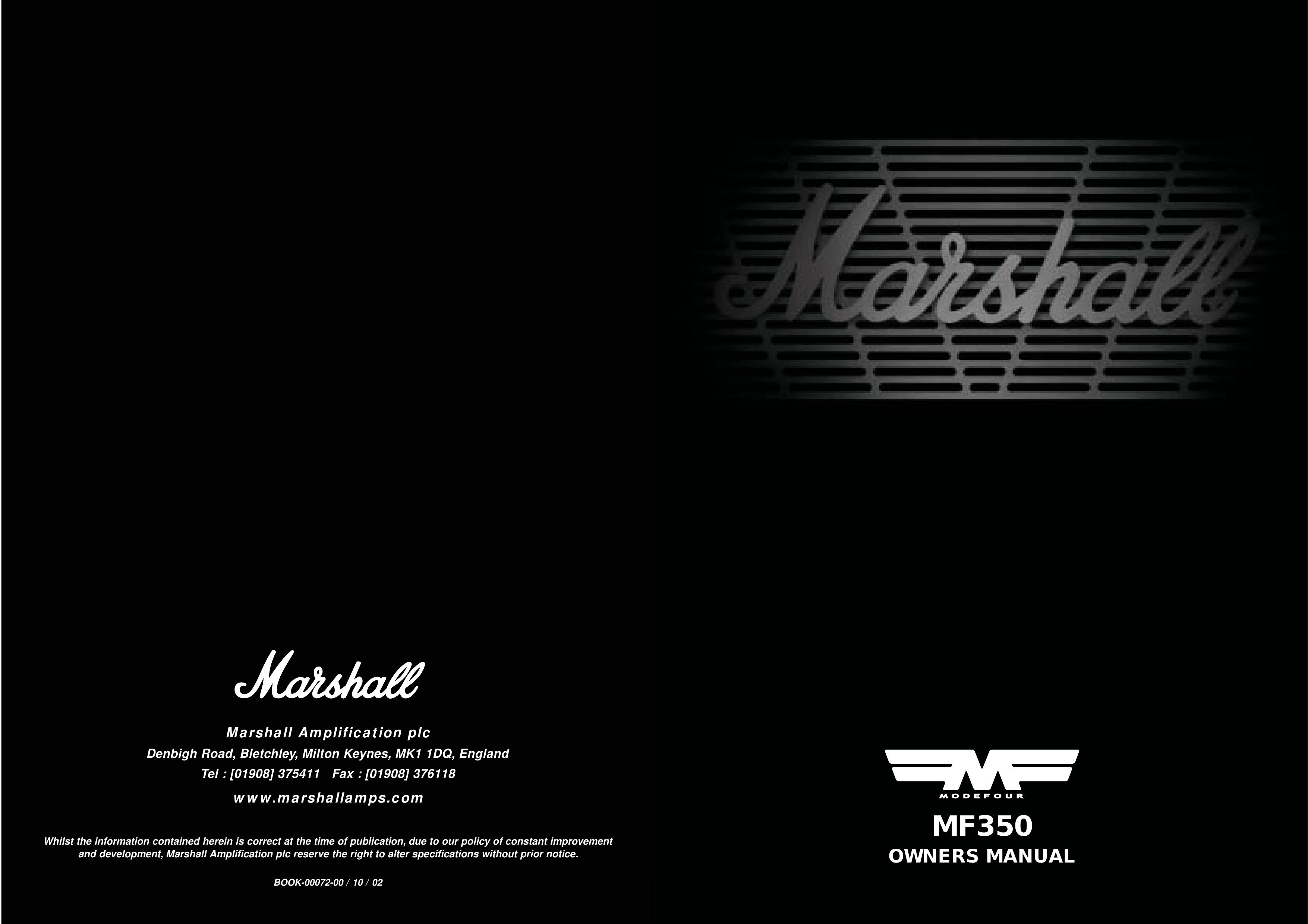Marshall Amplification MF350 Musical Instrument Amplifier User Manual