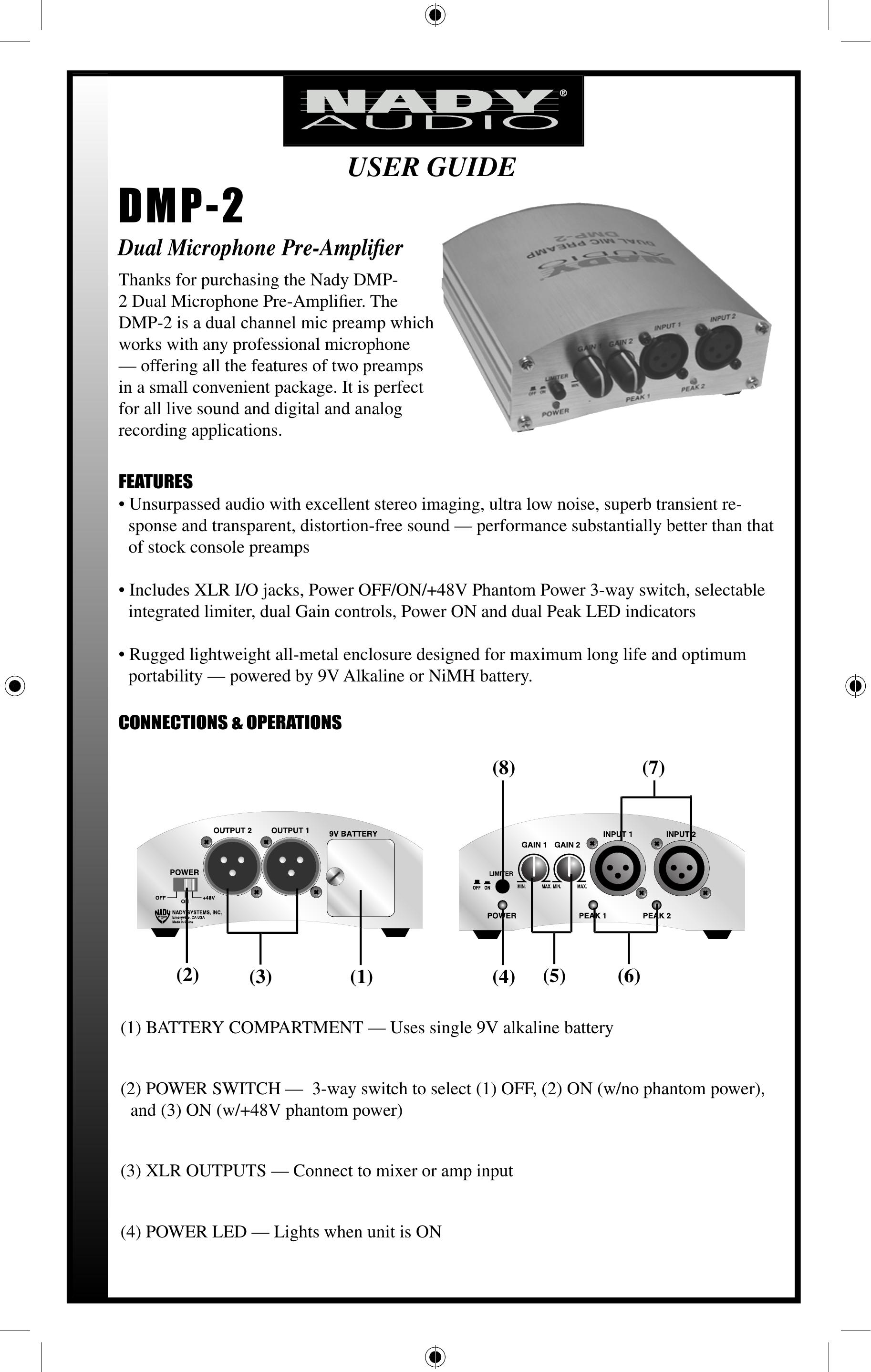 Nady Systems DMP2 Musical Instrument Amplifier User Manual