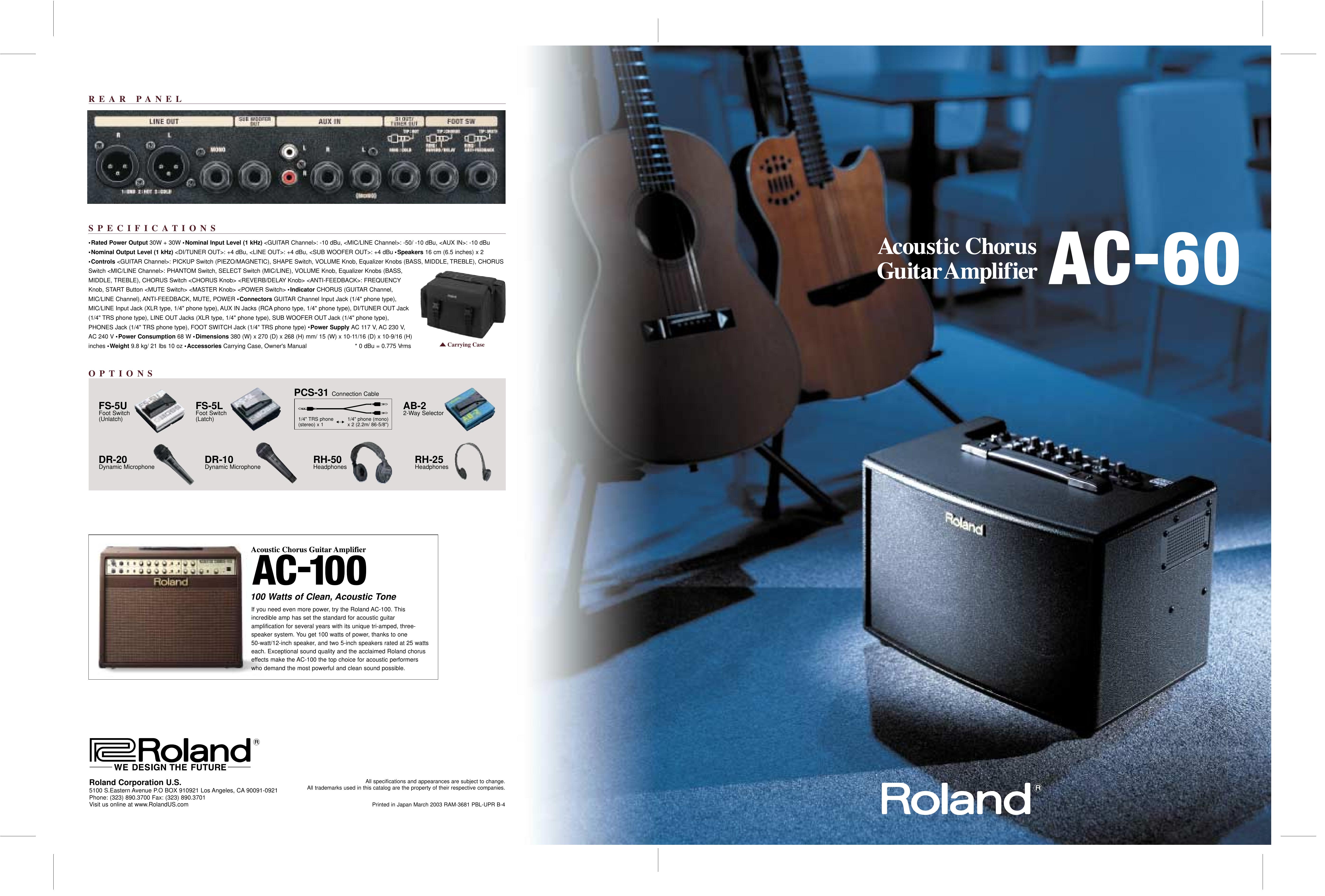 Roland AC-60 Musical Instrument Amplifier User Manual