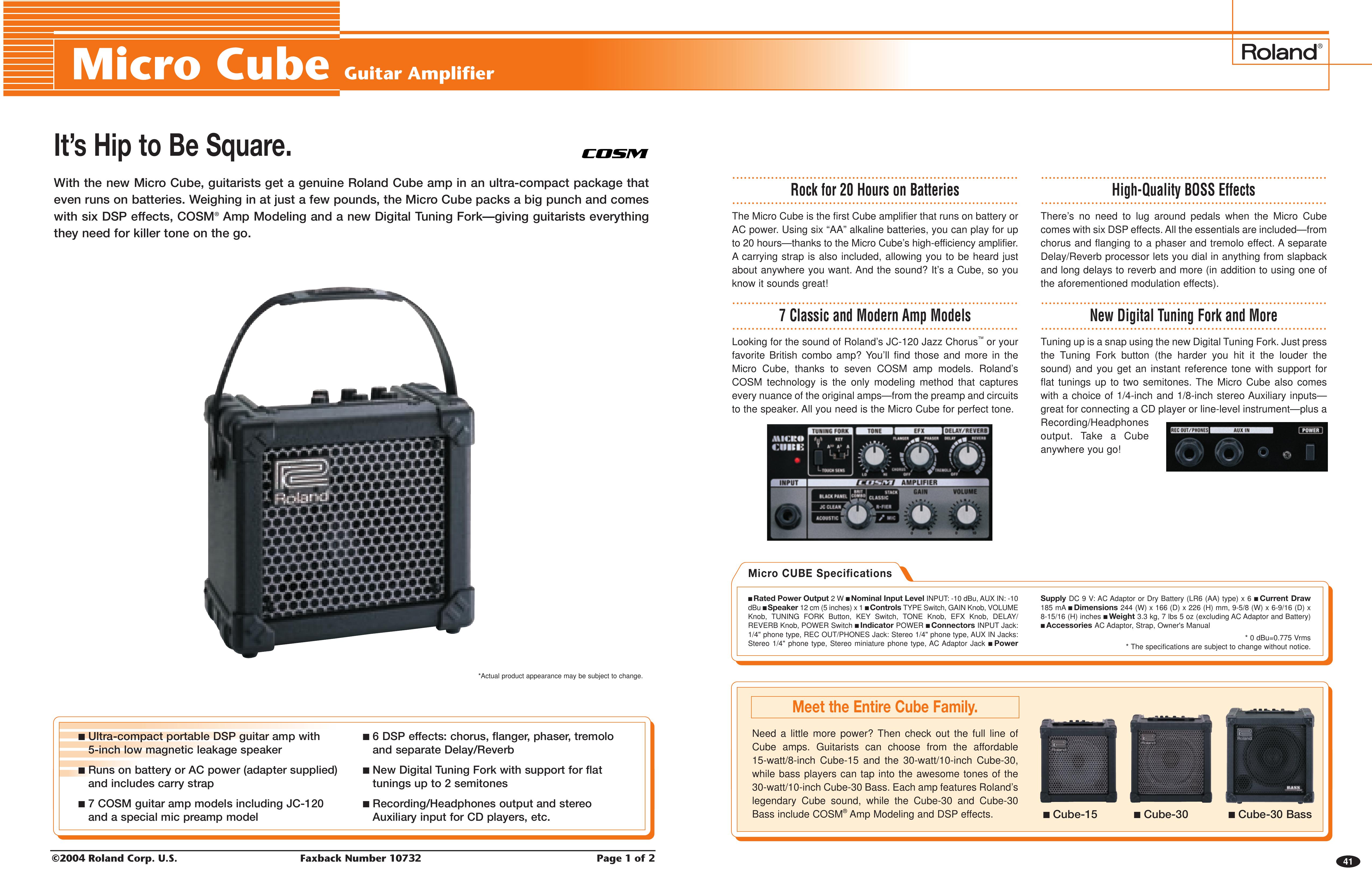 Roland JC 120 Musical Instrument Amplifier User Manual