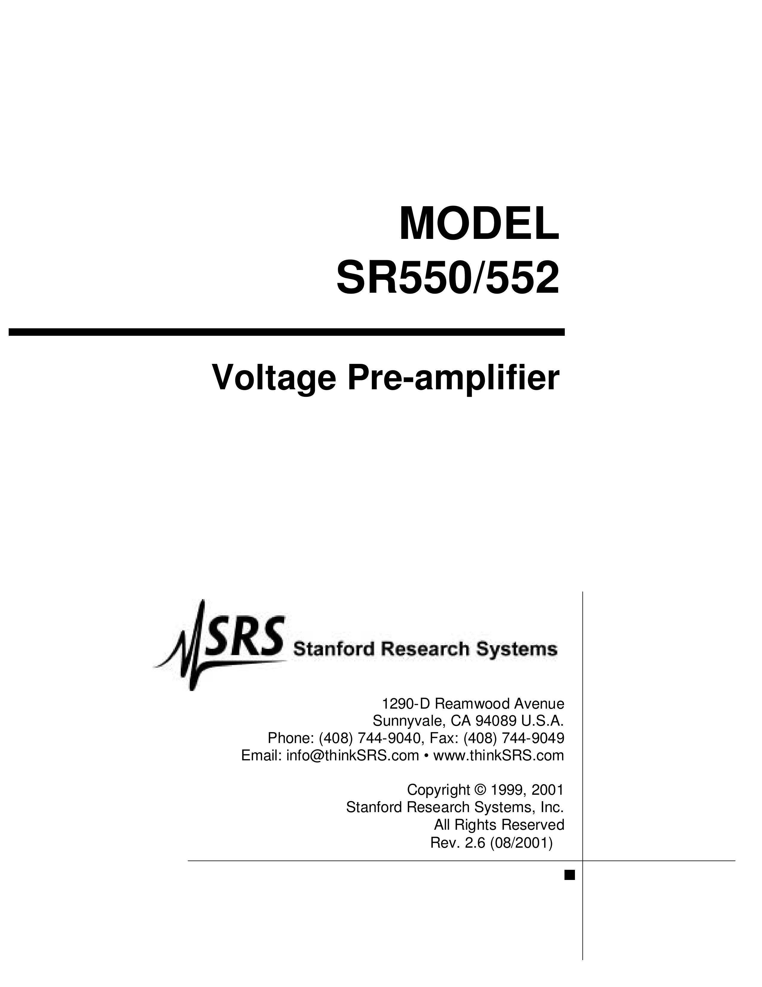 SRS Labs SR550/552 Musical Instrument Amplifier User Manual
