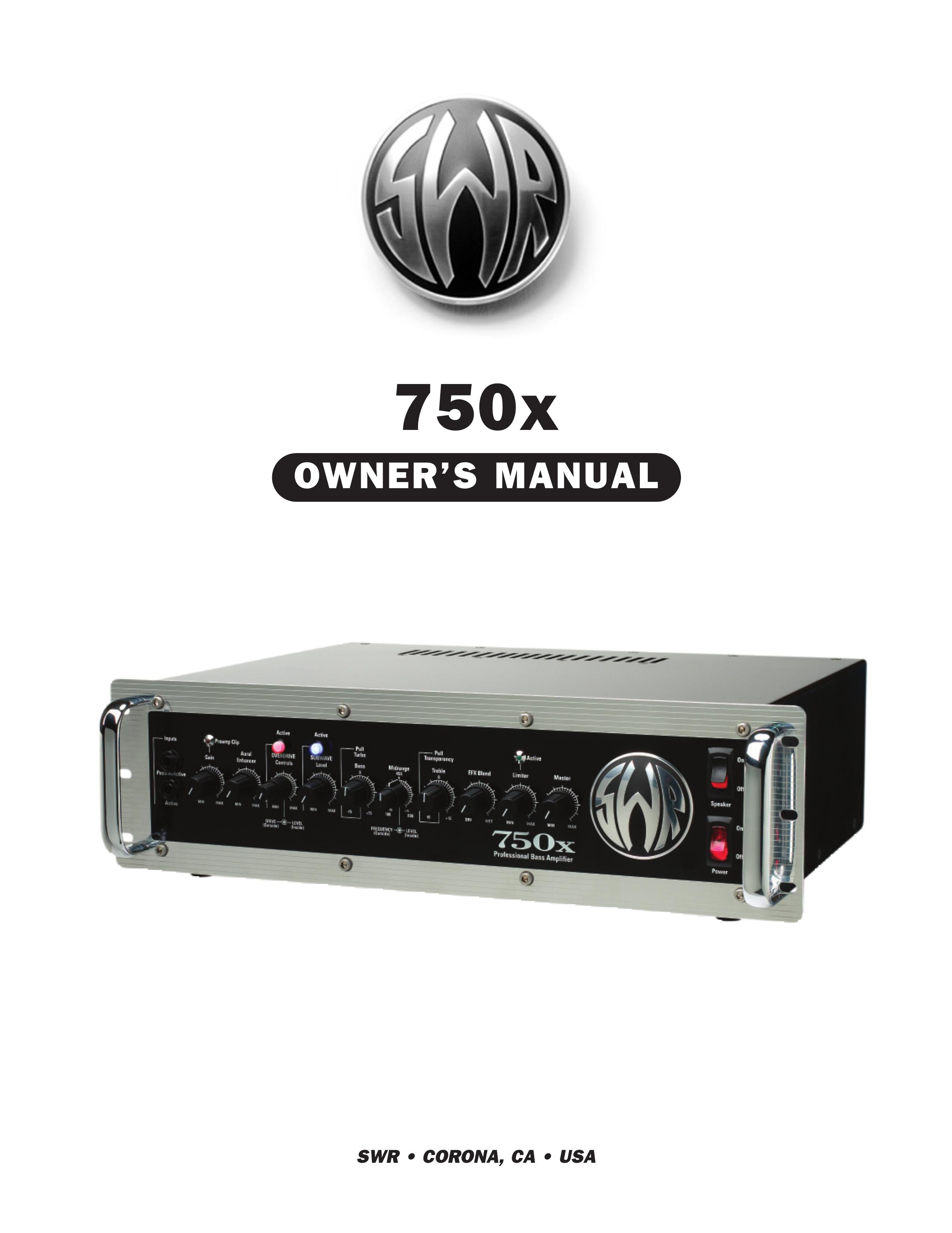 SWR Sound 750x Musical Instrument Amplifier User Manual