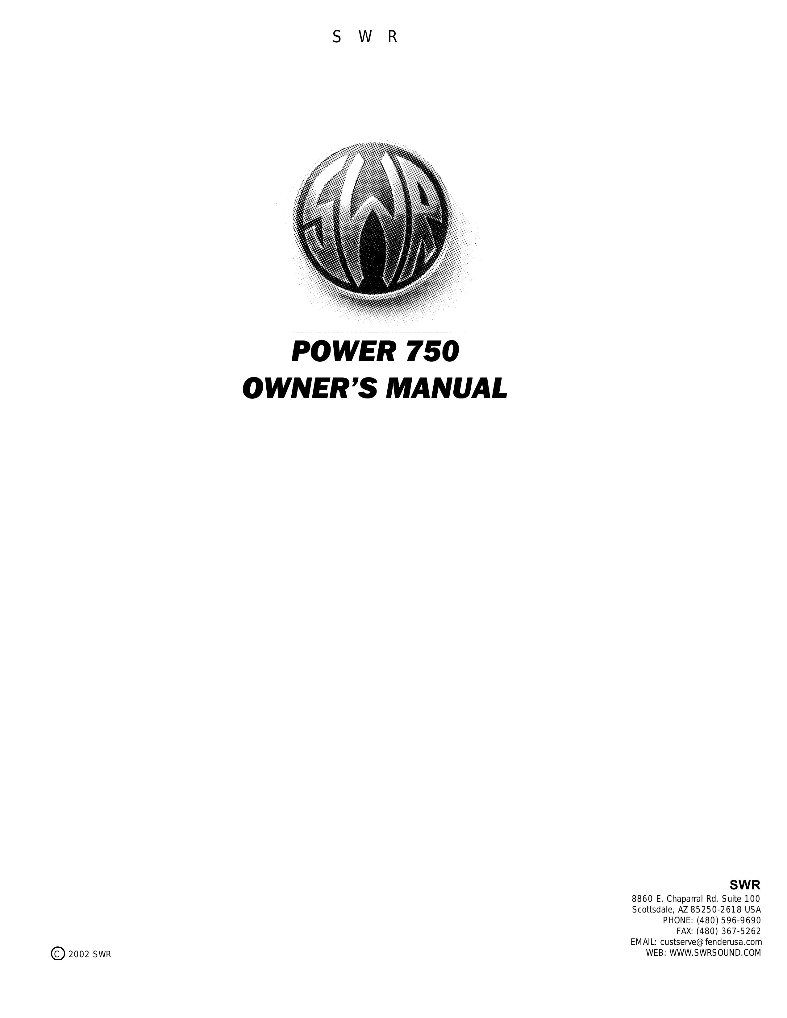 SWR Sound POWER 750 Musical Instrument Amplifier User Manual