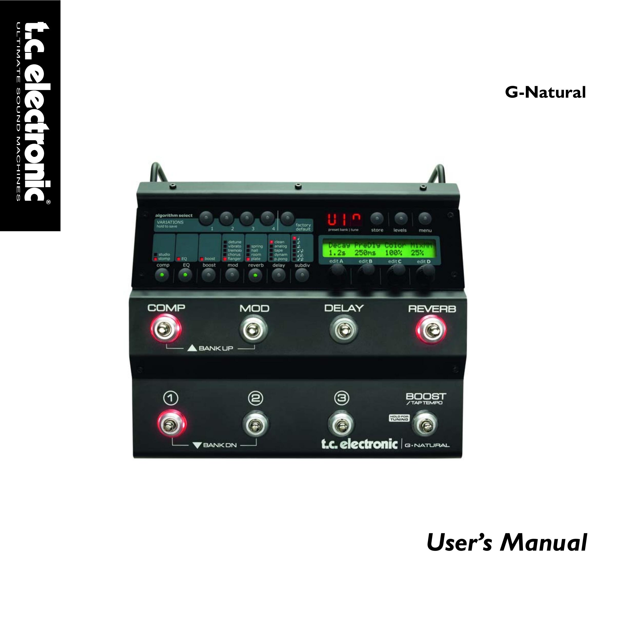 TC electronic SDN BHD G-Natural Musical Instrument Amplifier User Manual