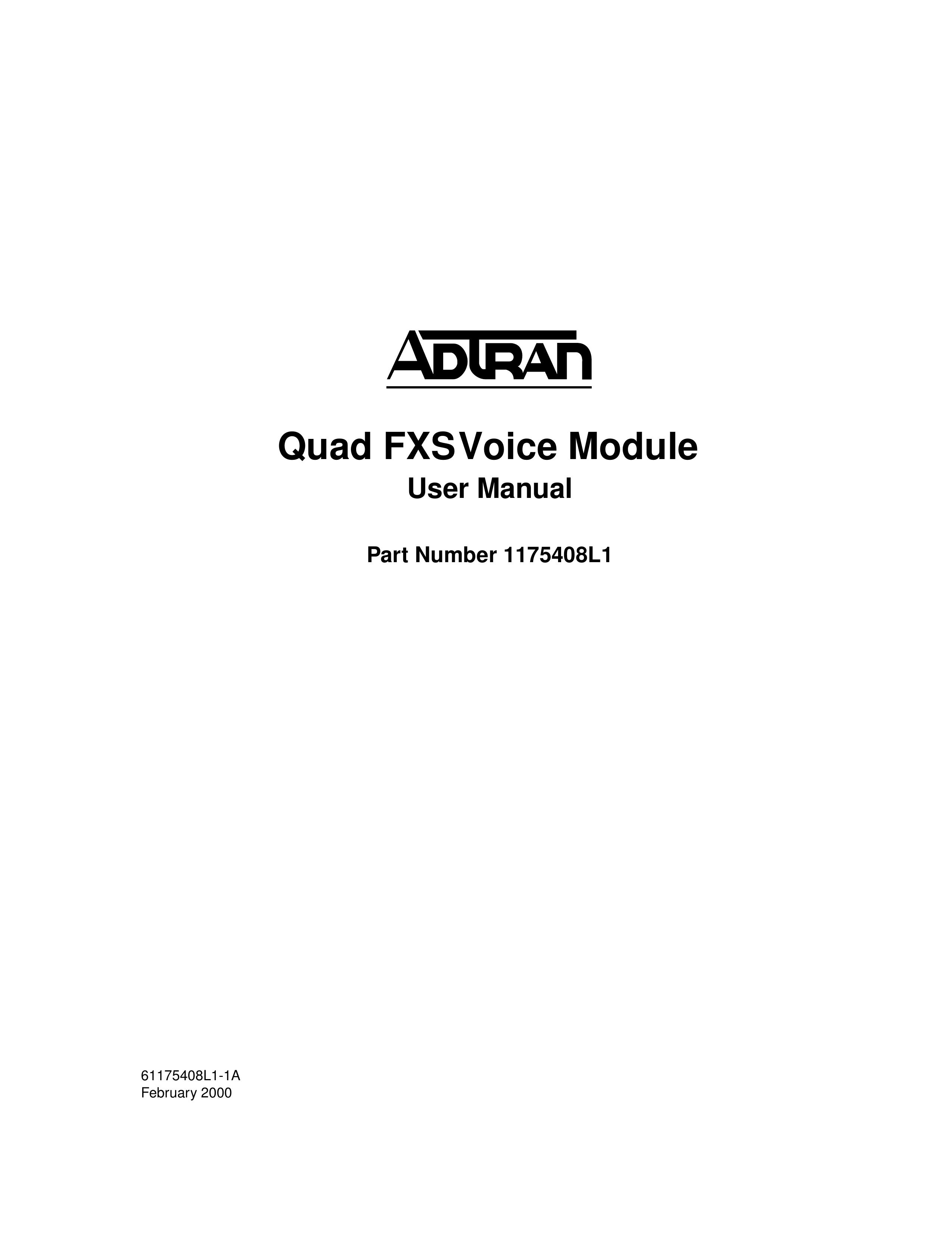 ADTRAN 1175408L1 Recording Equipment User Manual