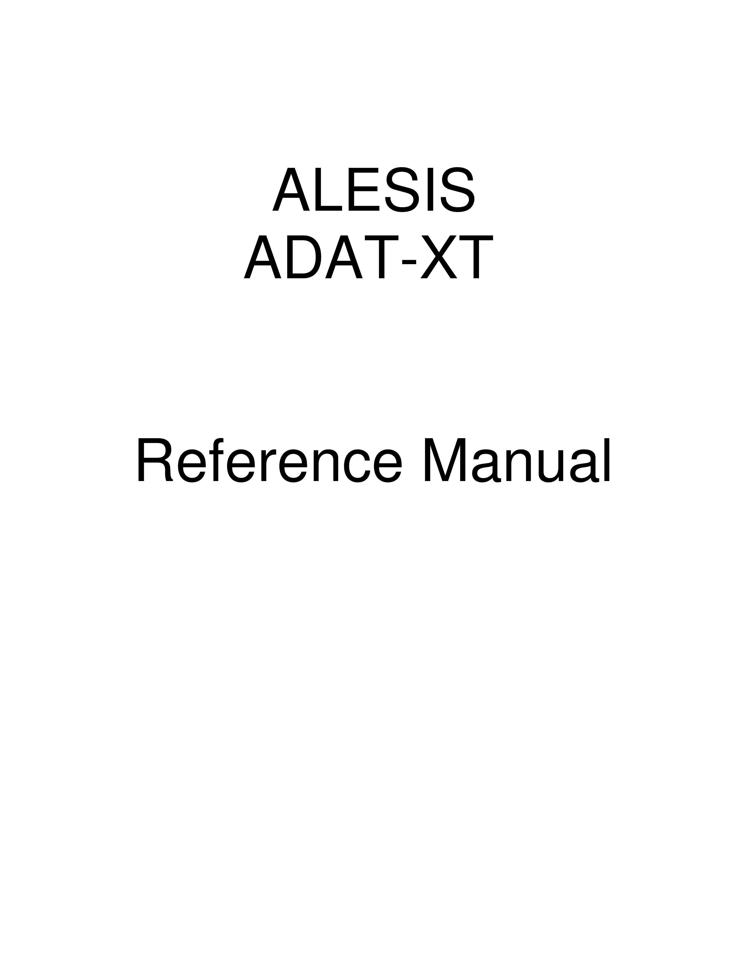 Alesis ADAT-XT Recording Equipment User Manual