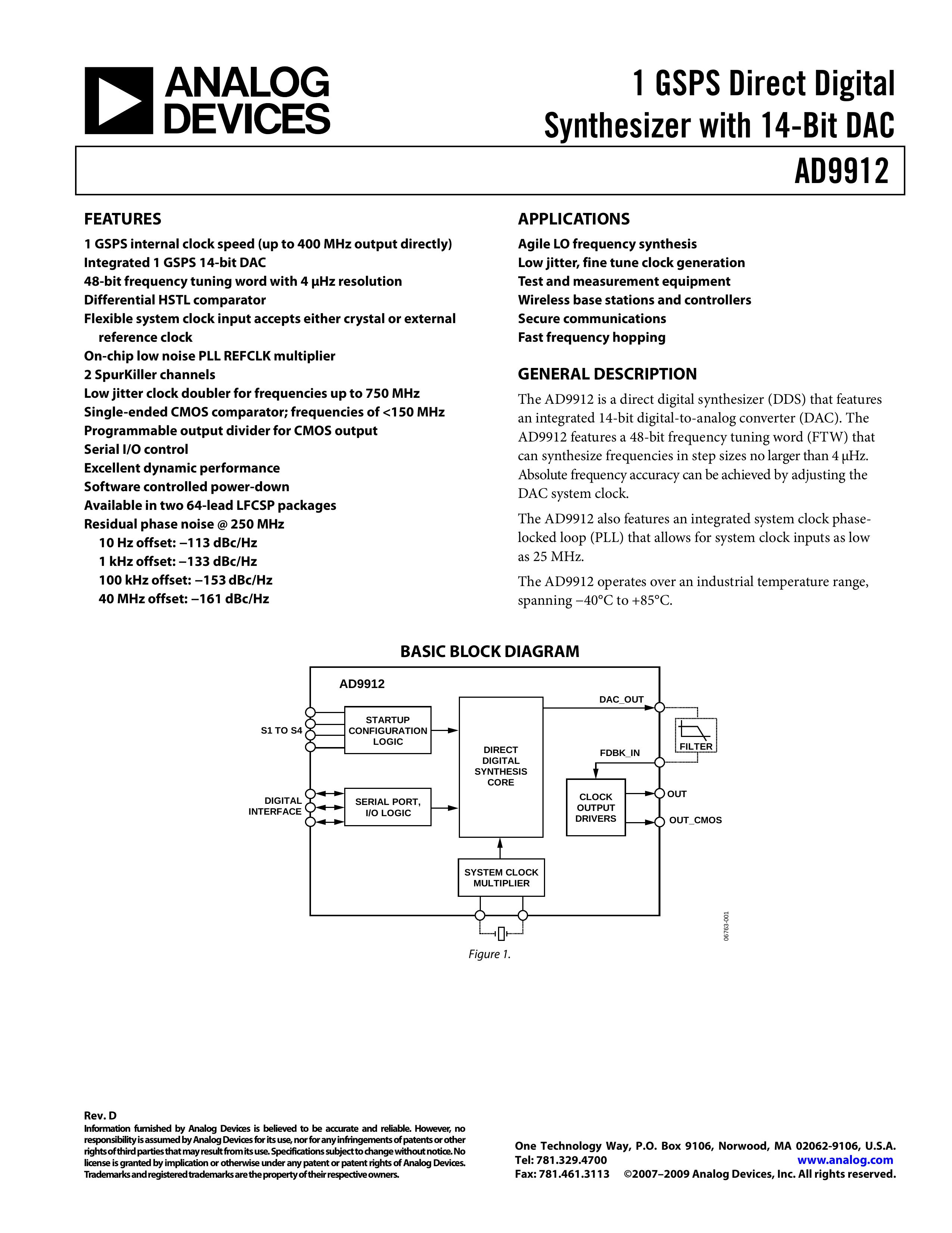 Analog Devices AD9912 Recording Equipment User Manual