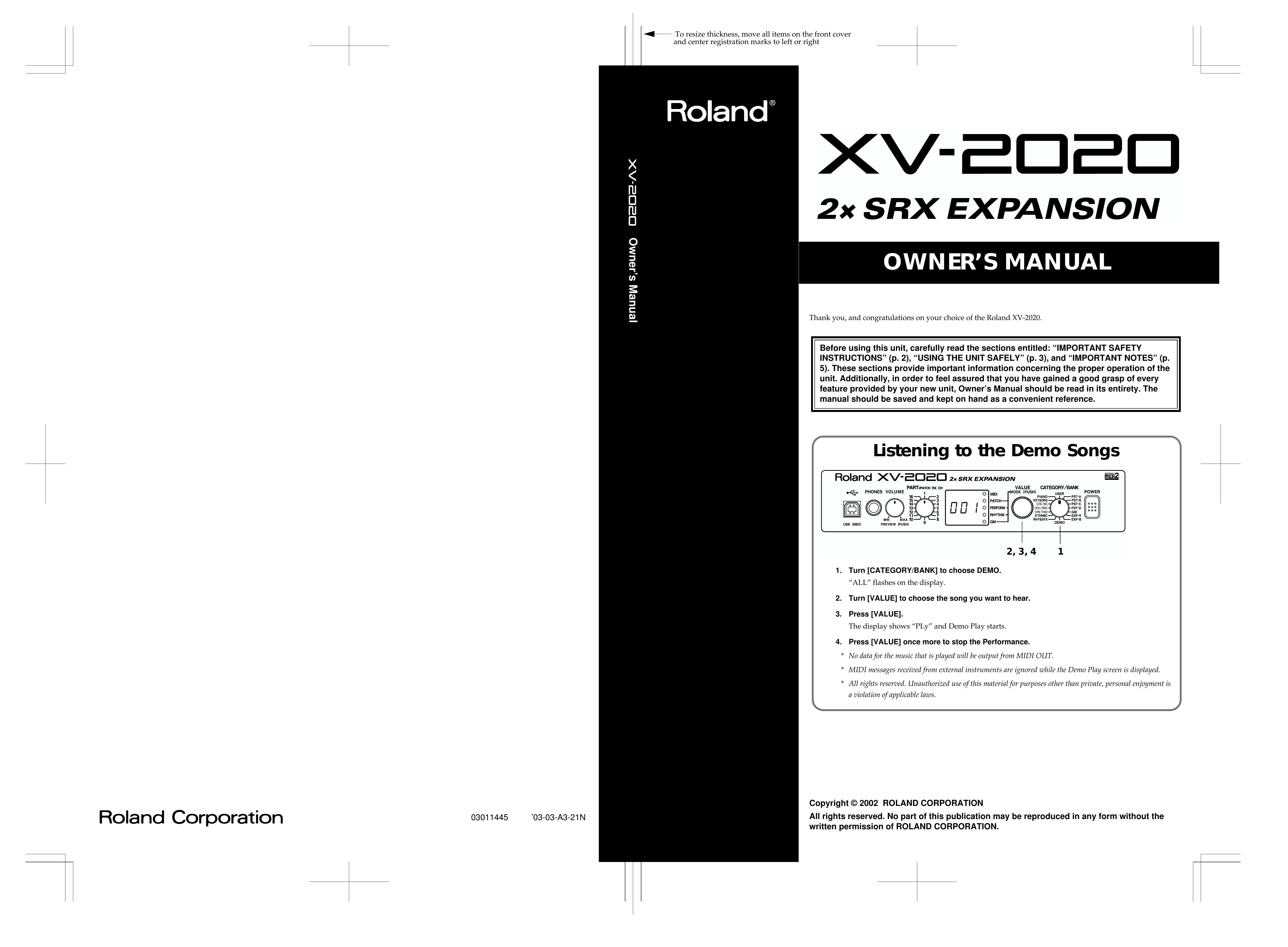 Kenwood XV-2020 Recording Equipment User Manual