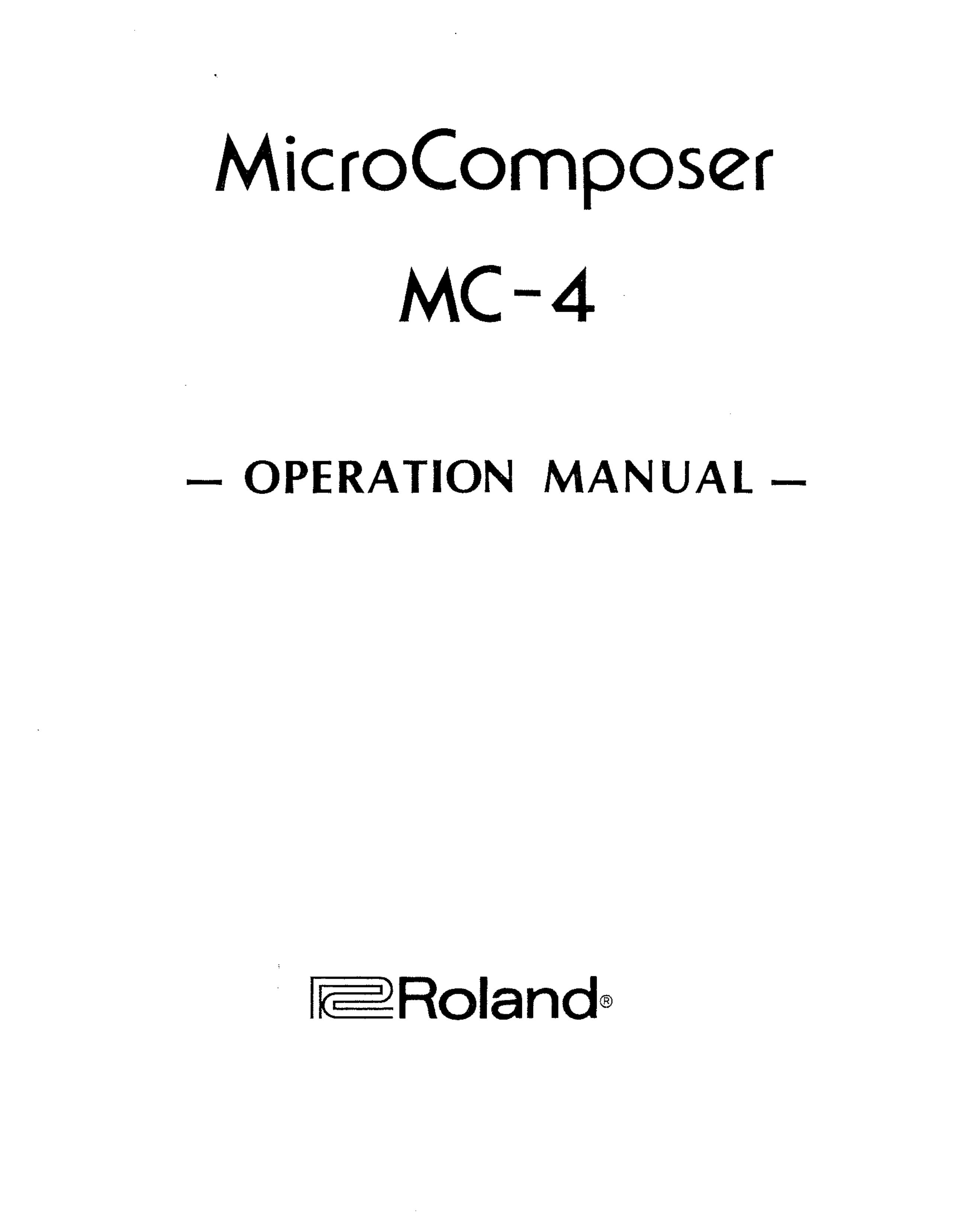Roland MC-4 Recording Equipment User Manual