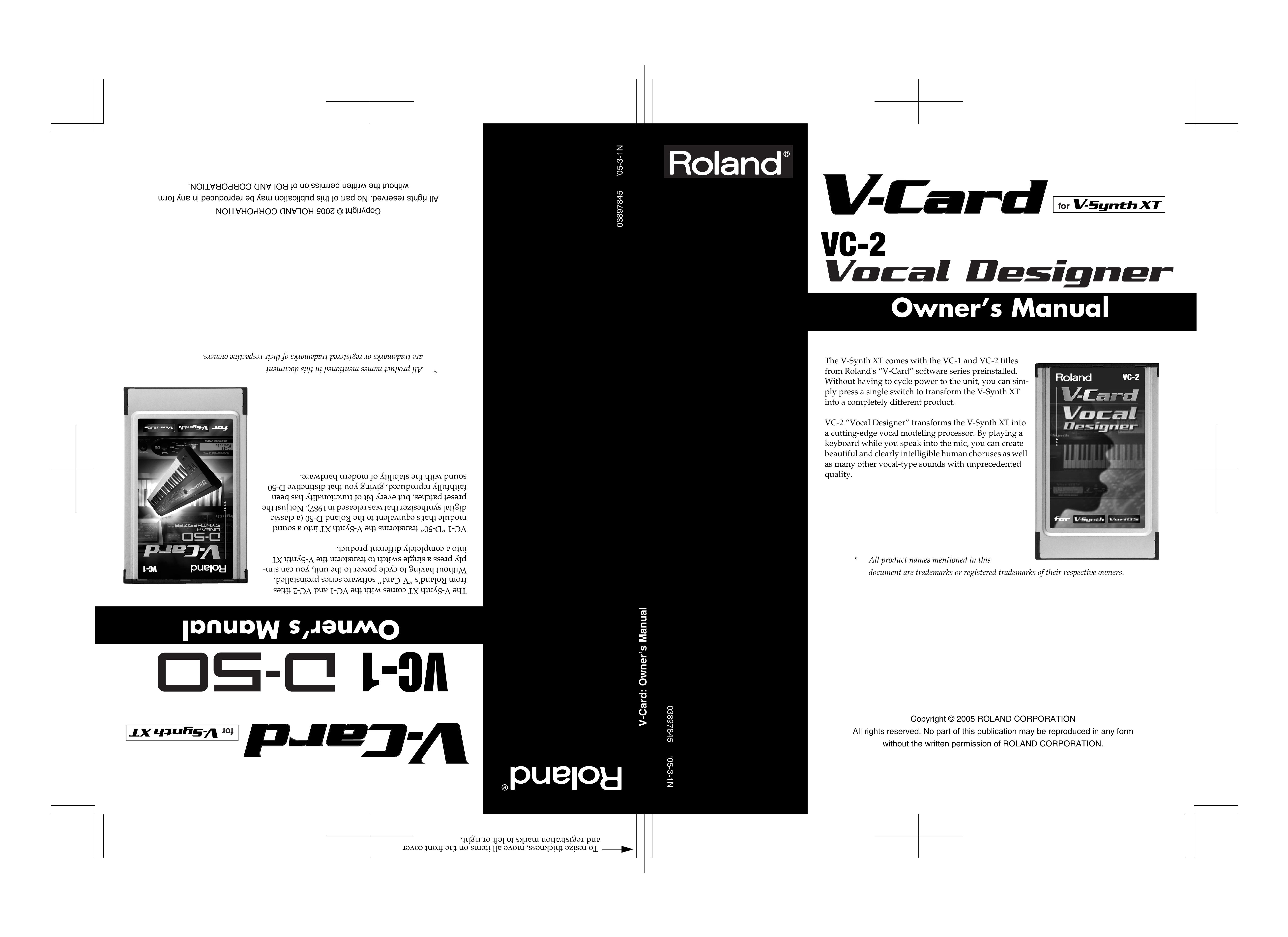 Roland VC-2 Recording Equipment User Manual