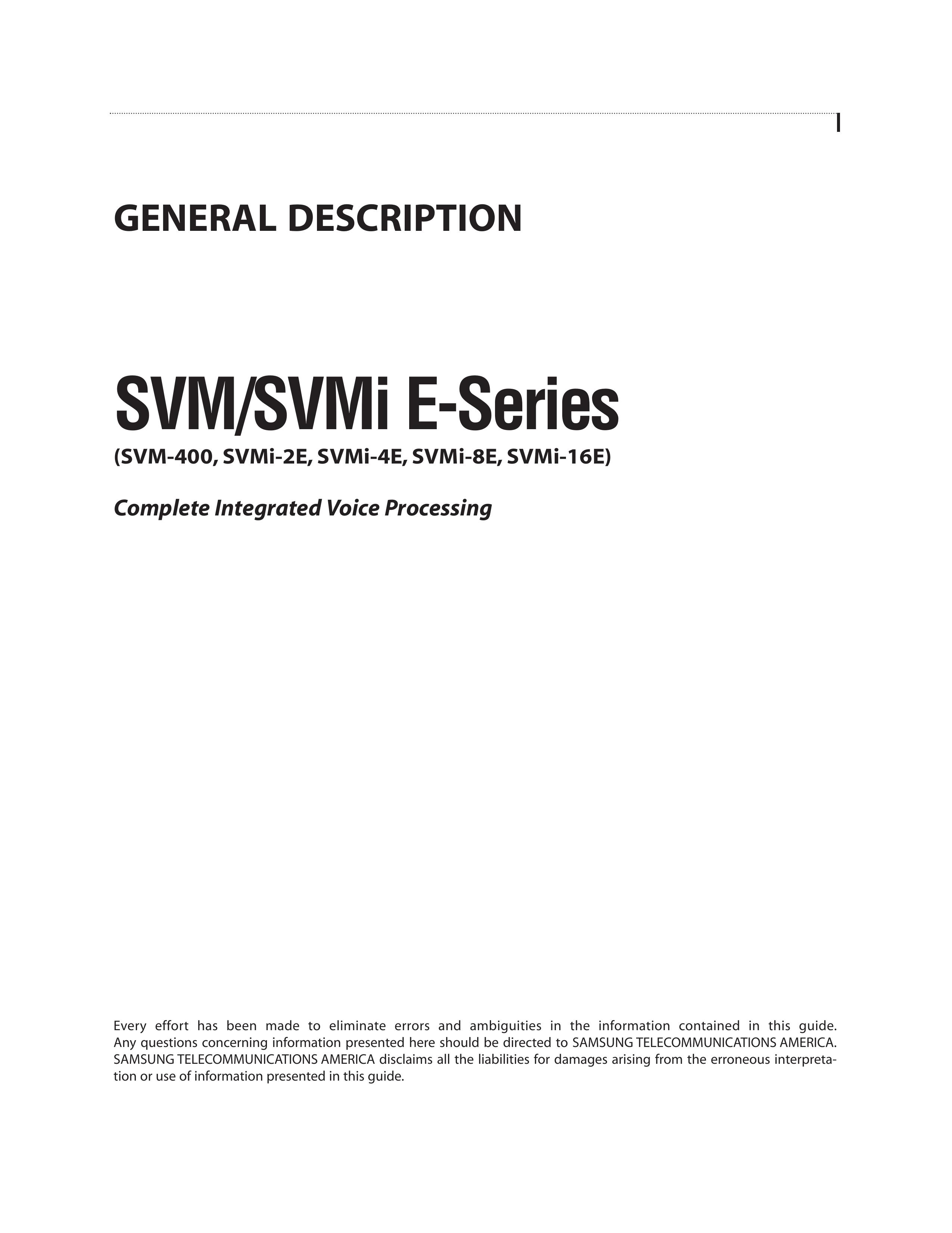 Samsung SVM-400 Recording Equipment User Manual