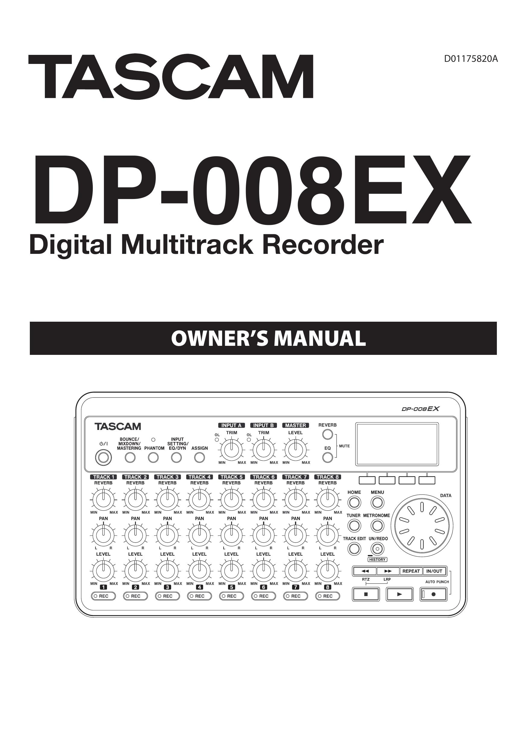 Tascam DP-008ex Recording Equipment User Manual