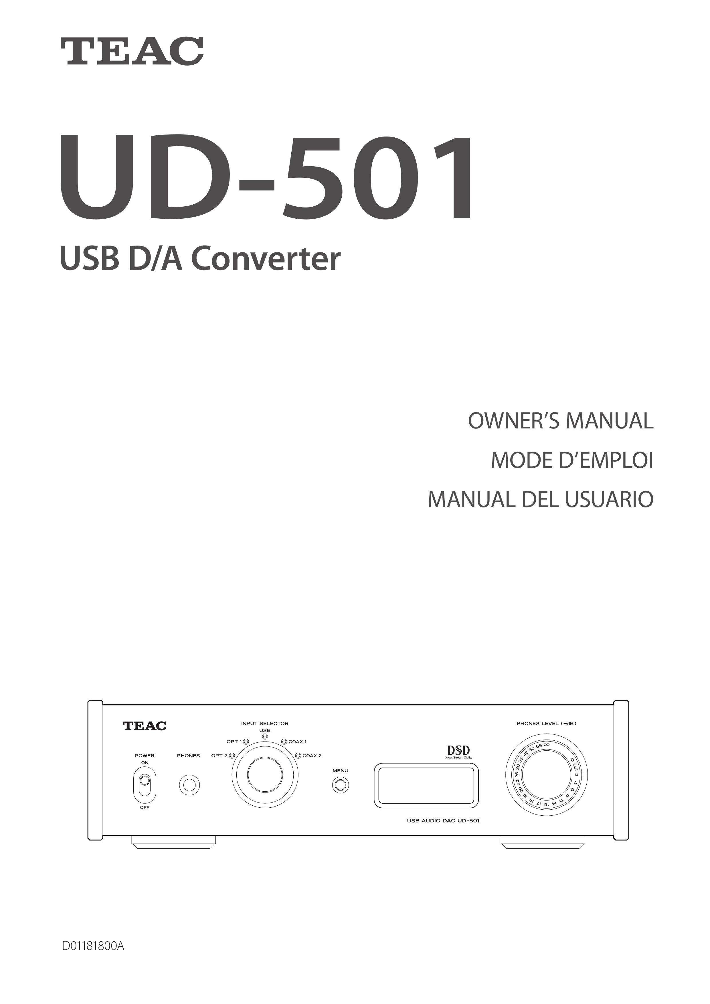 Teac UD-501 Recording Equipment User Manual