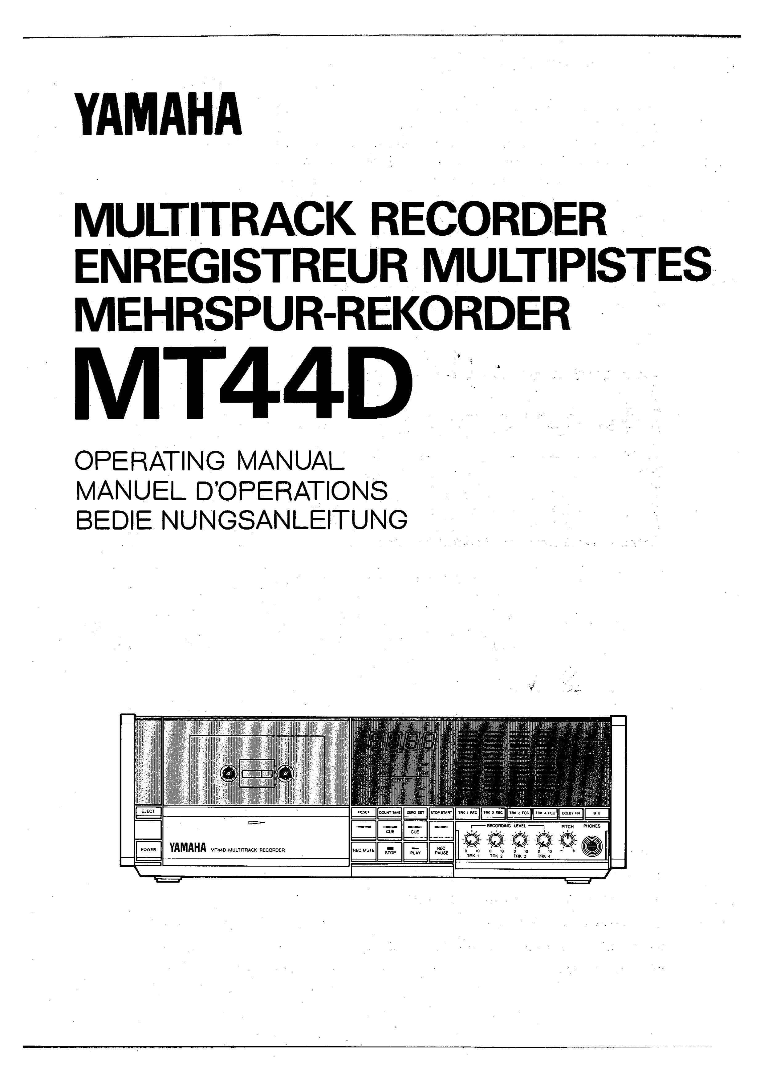 Yamaha MT44D Recording Equipment User Manual
