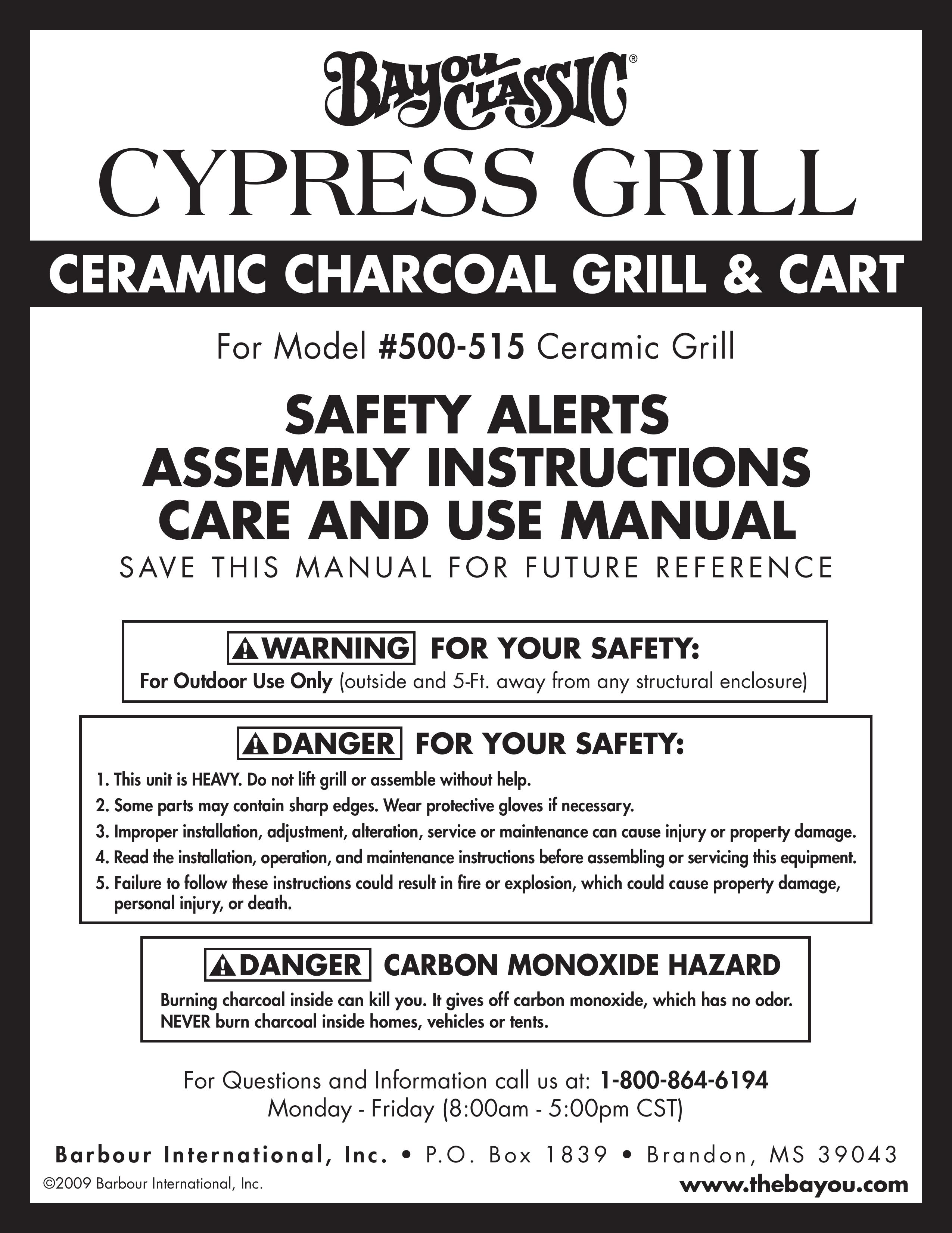Bayou Classic 500-515 Charcoal Grill User Manual