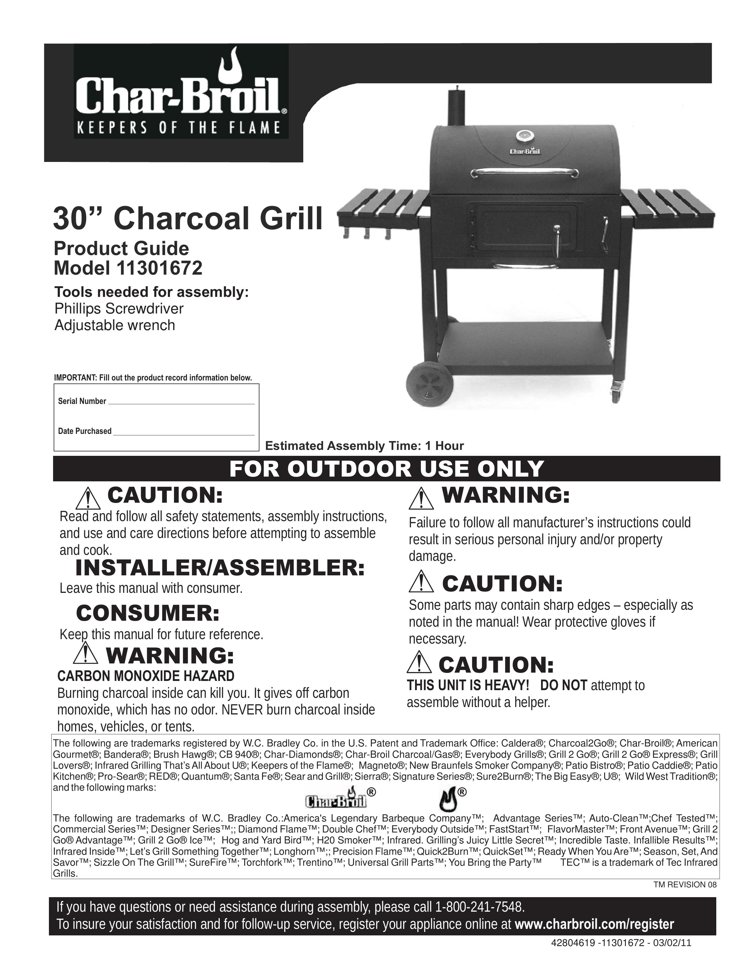 Char-Broil 11301672 Charcoal Grill User Manual