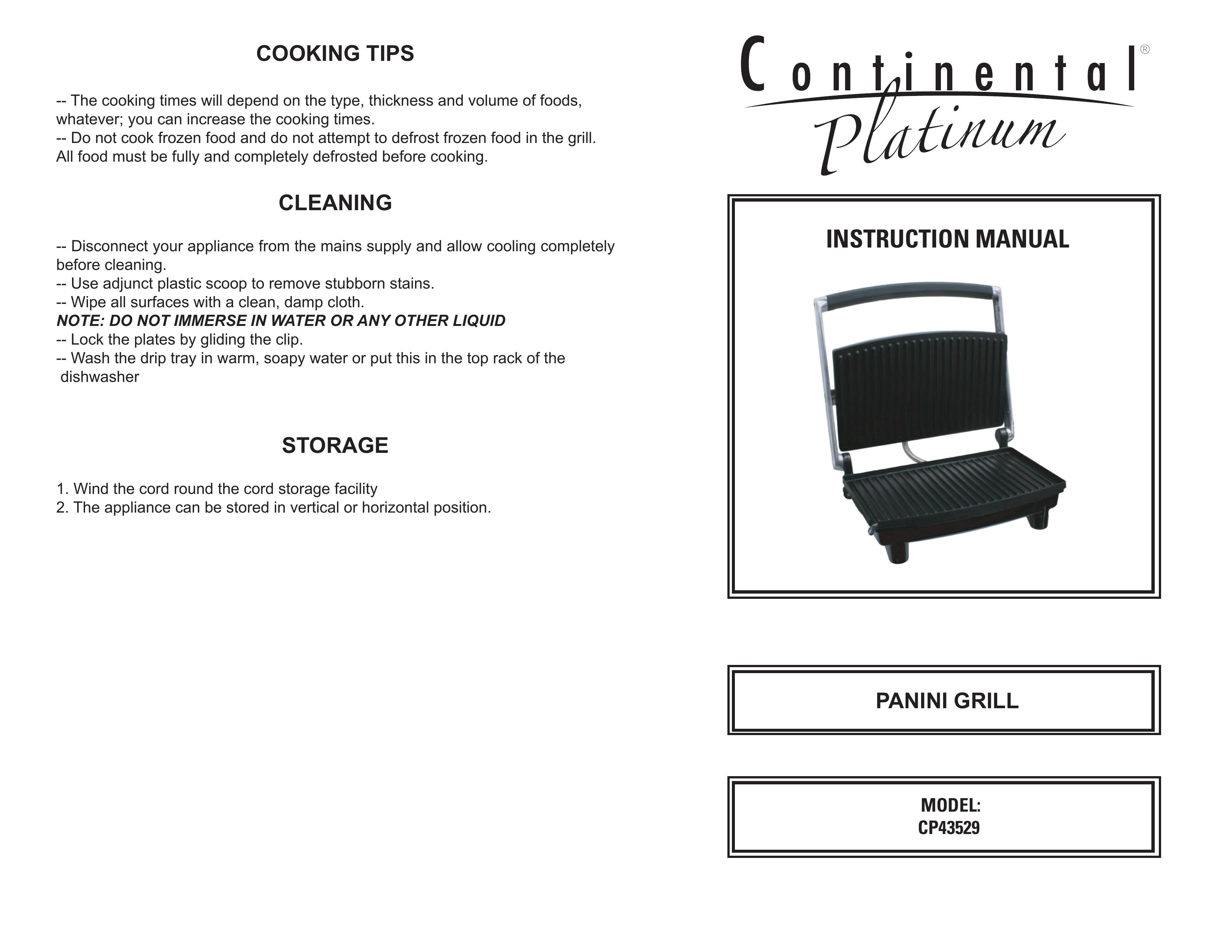 Continental Platinum CP43529 Charcoal Grill User Manual