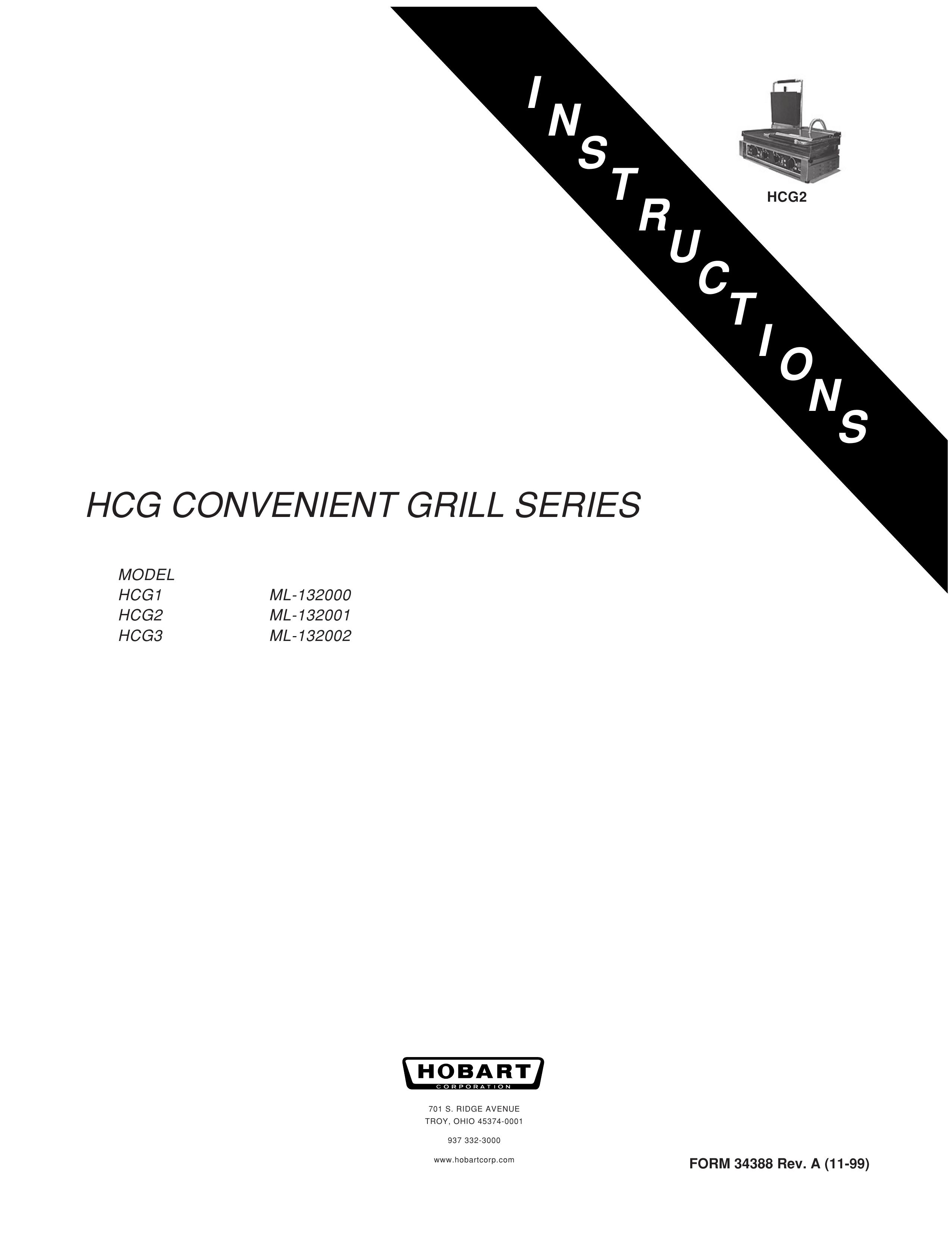 Hobart HCG2 ML-132001 Charcoal Grill User Manual