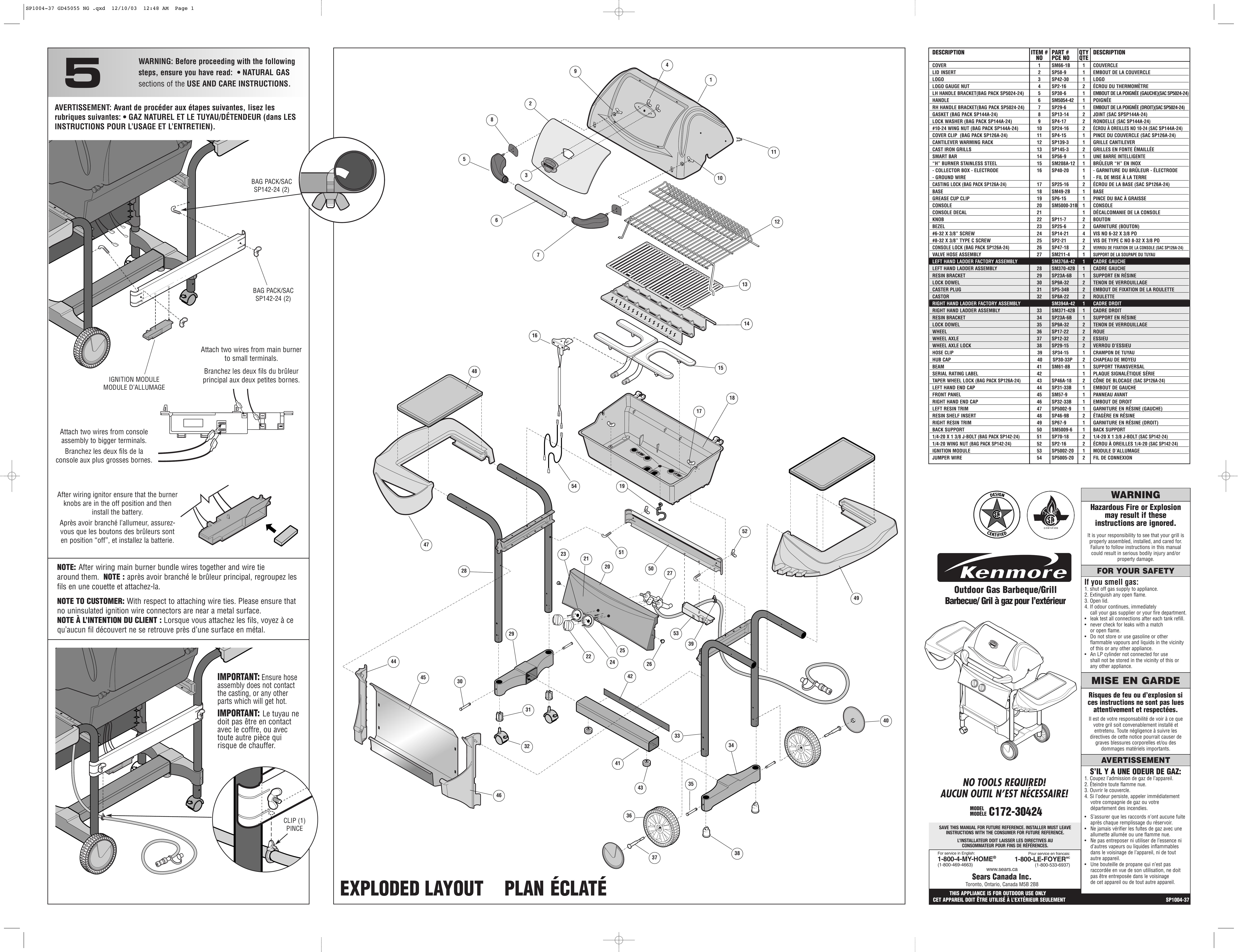 Kenmore Kenmore Outdoor Gas Barbecue/Grill Charcoal Grill User Manual
