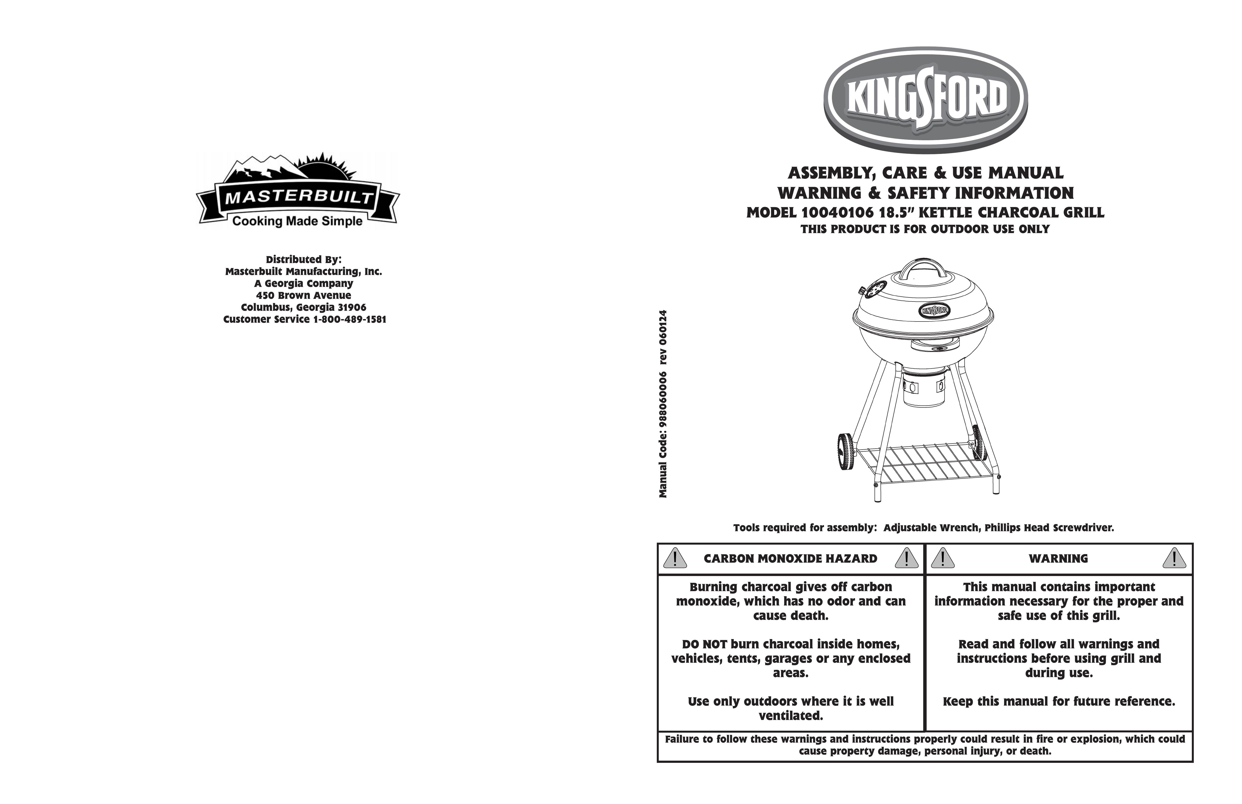 Kingsford 10040106 Charcoal Grill User Manual