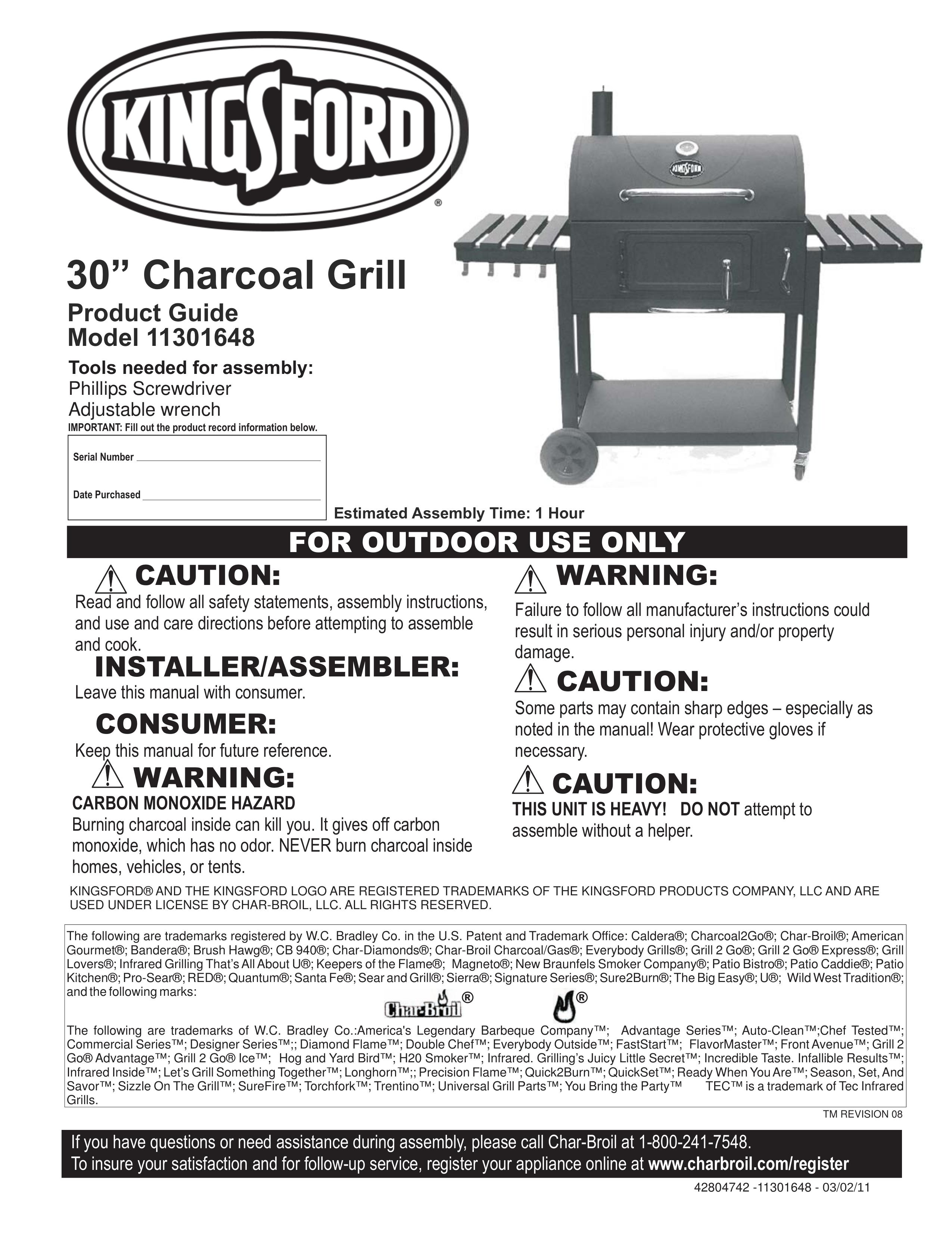 Kingsford 11301648 Charcoal Grill User Manual
