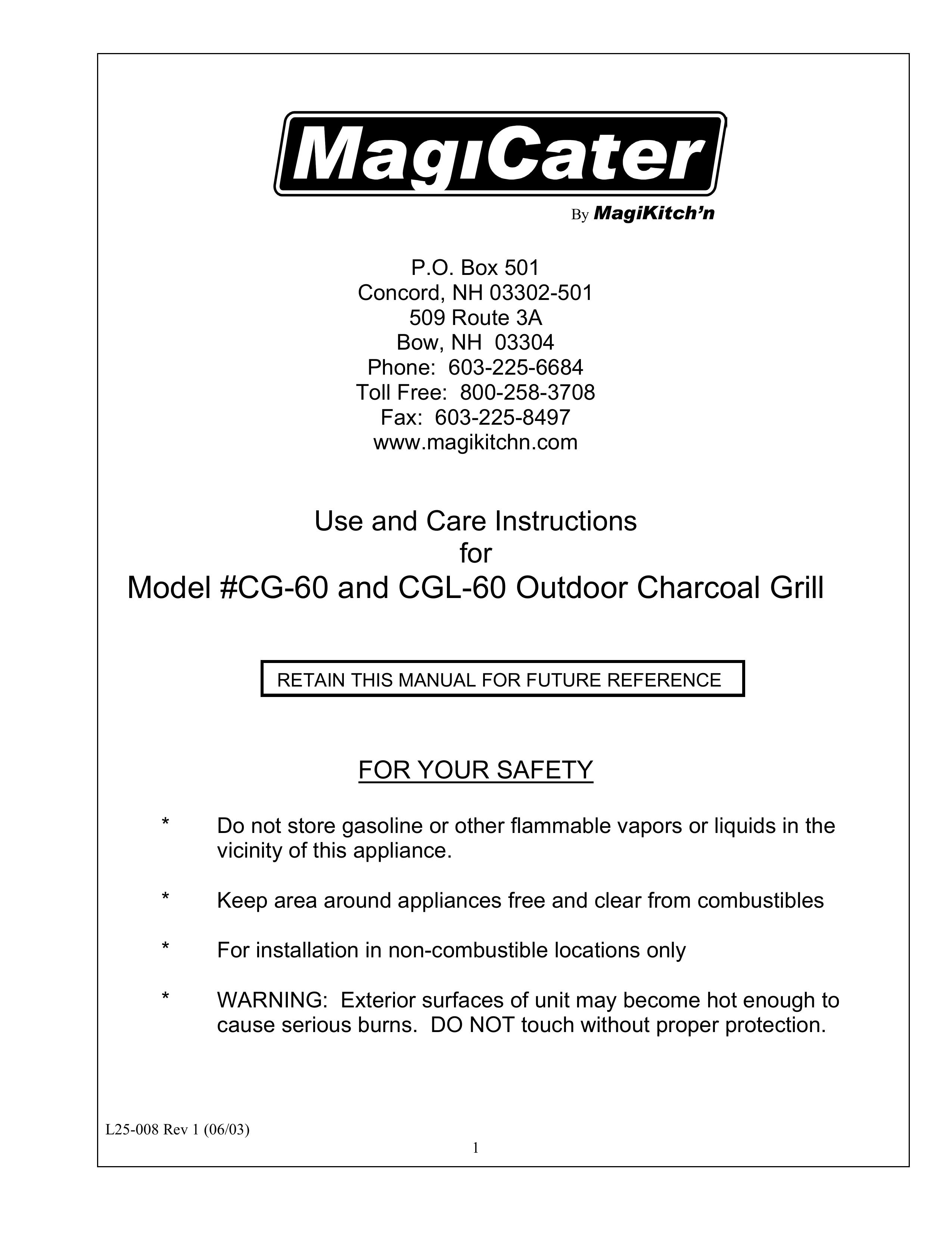 Magikitch'n CG-60 Charcoal Grill User Manual