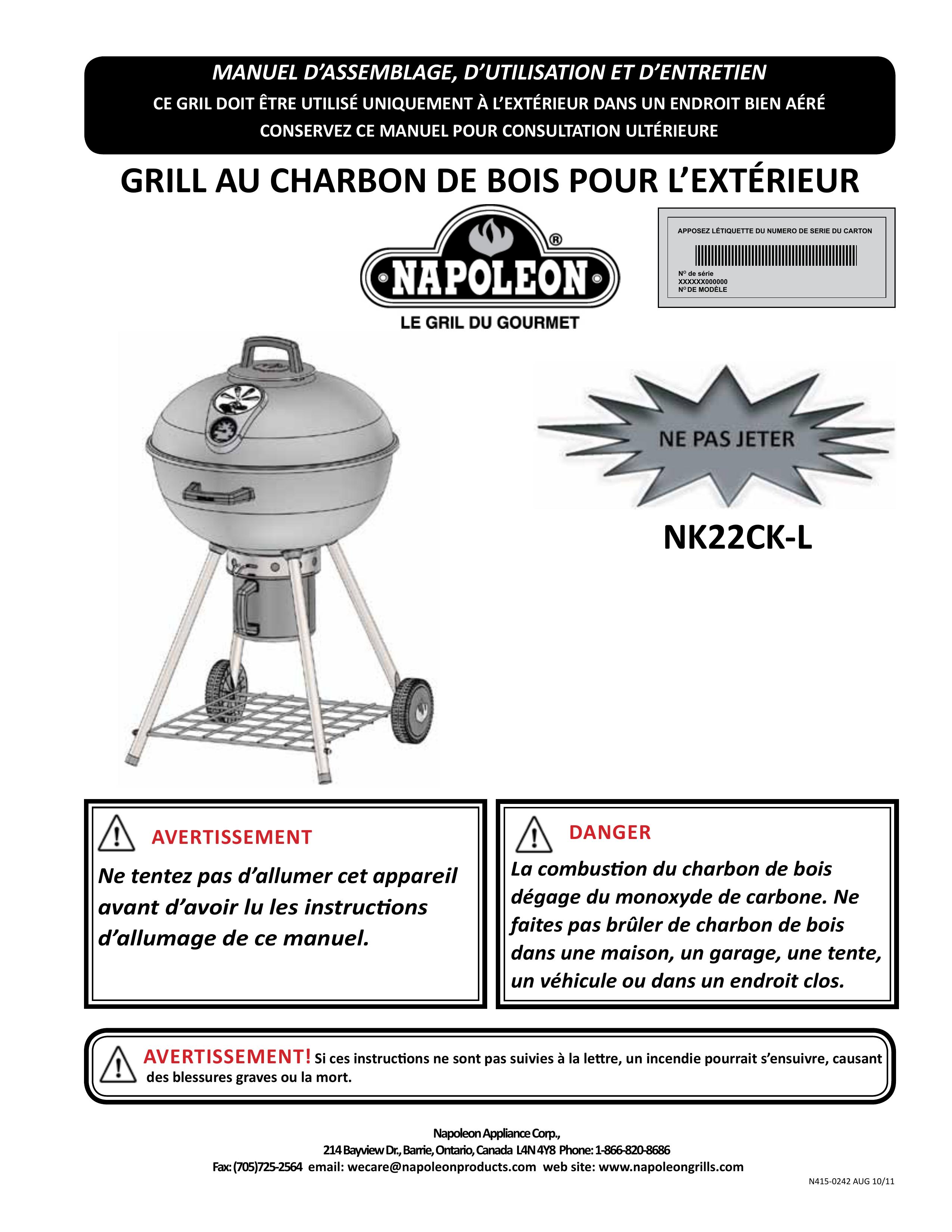 Napoleon Grills NK22CK-L Charcoal Grill User Manual