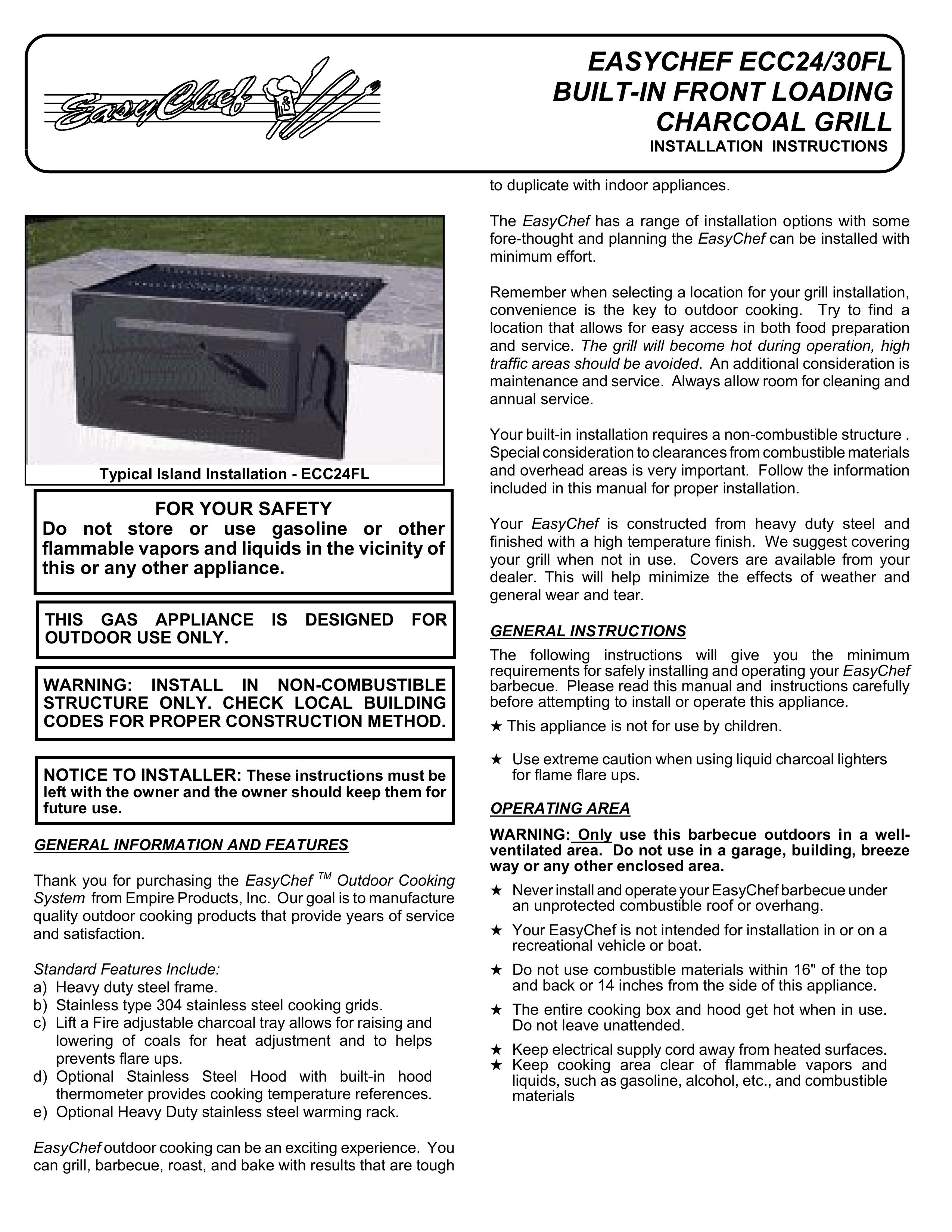 Sierra Products ECC30FL Charcoal Grill User Manual