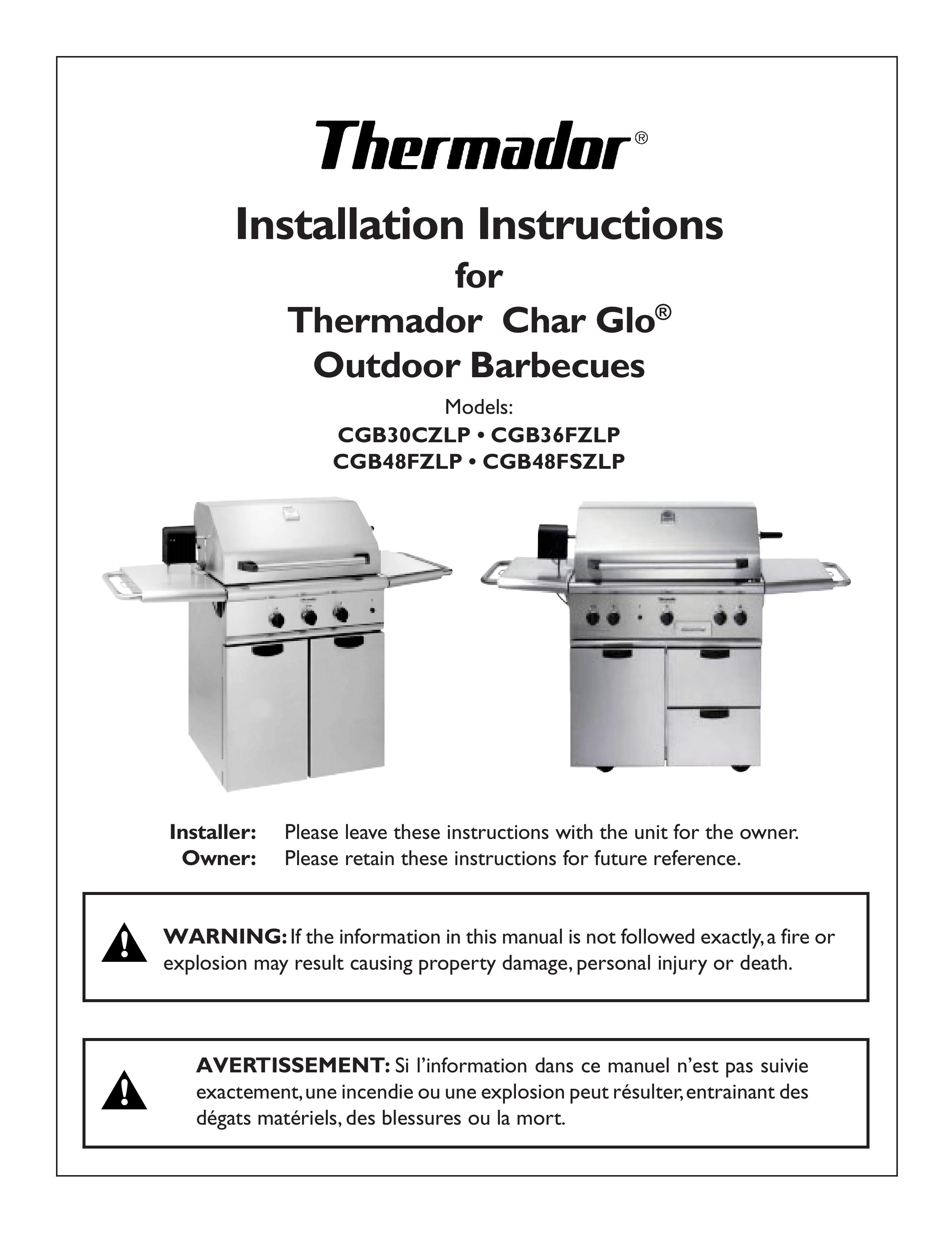 Thermador CGB48FZLP Charcoal Grill User Manual