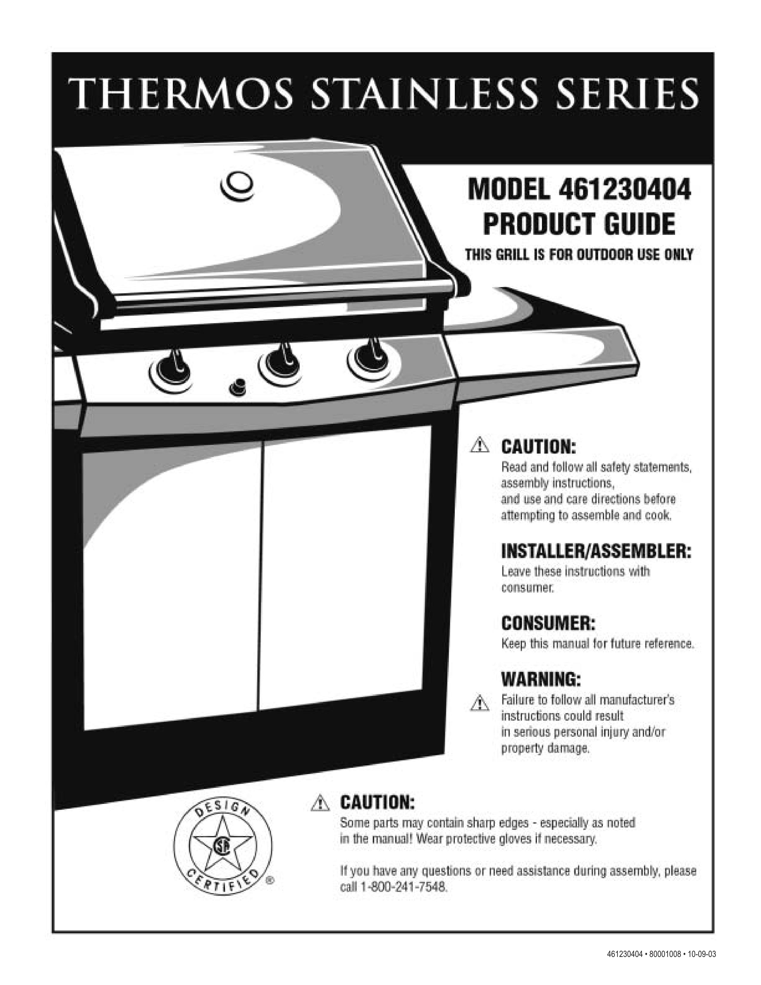 Thermos 461230404 Charcoal Grill User Manual