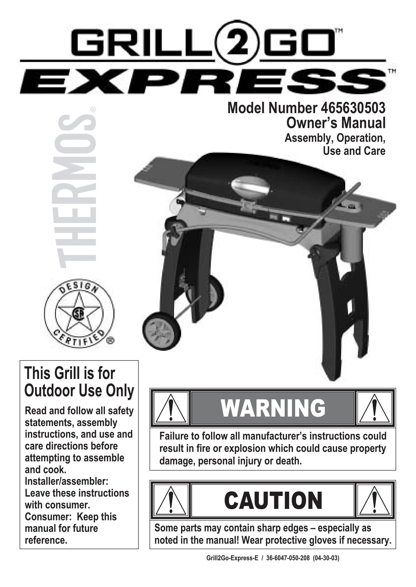 Thermos 465630503 Charcoal Grill User Manual