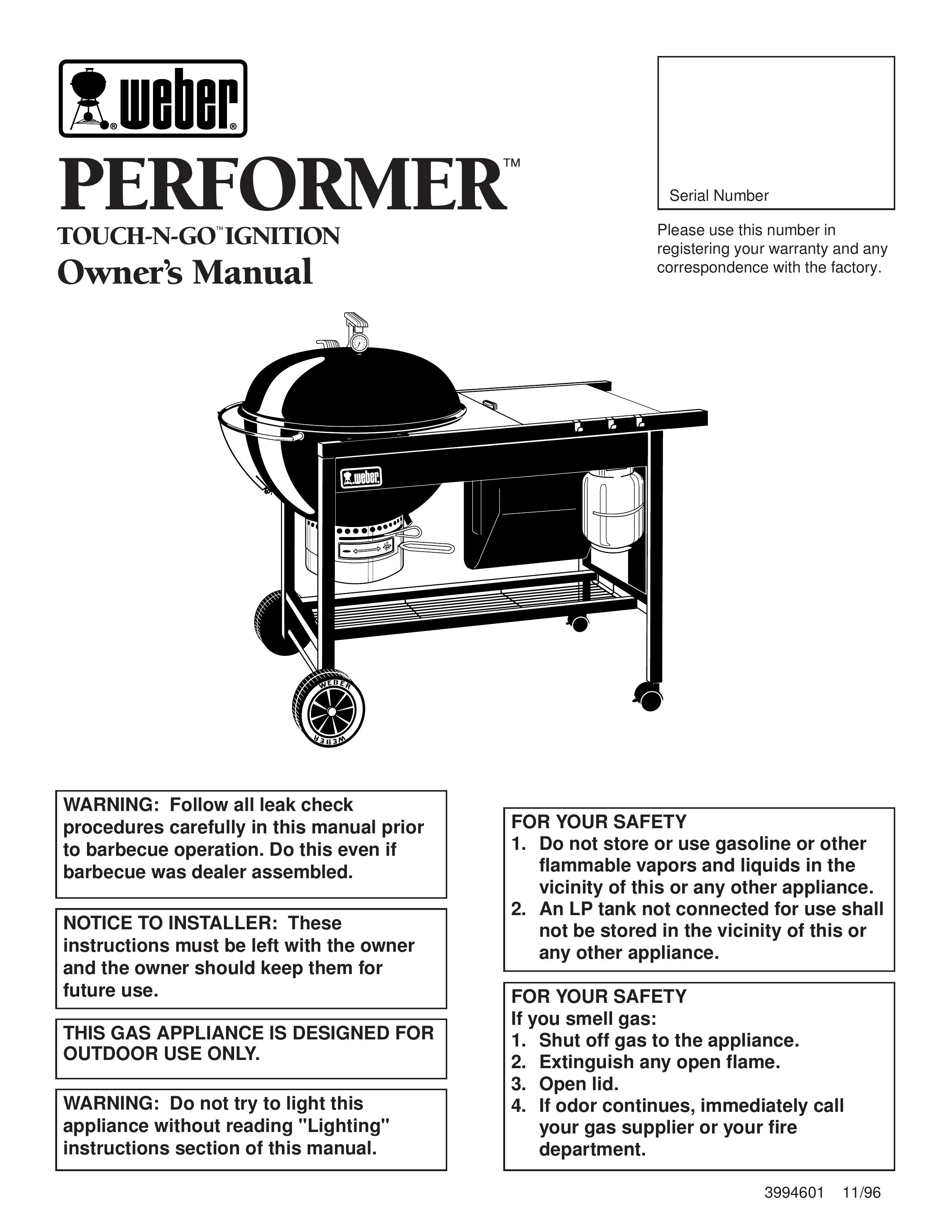 Weber 3994601 Charcoal Grill User Manual