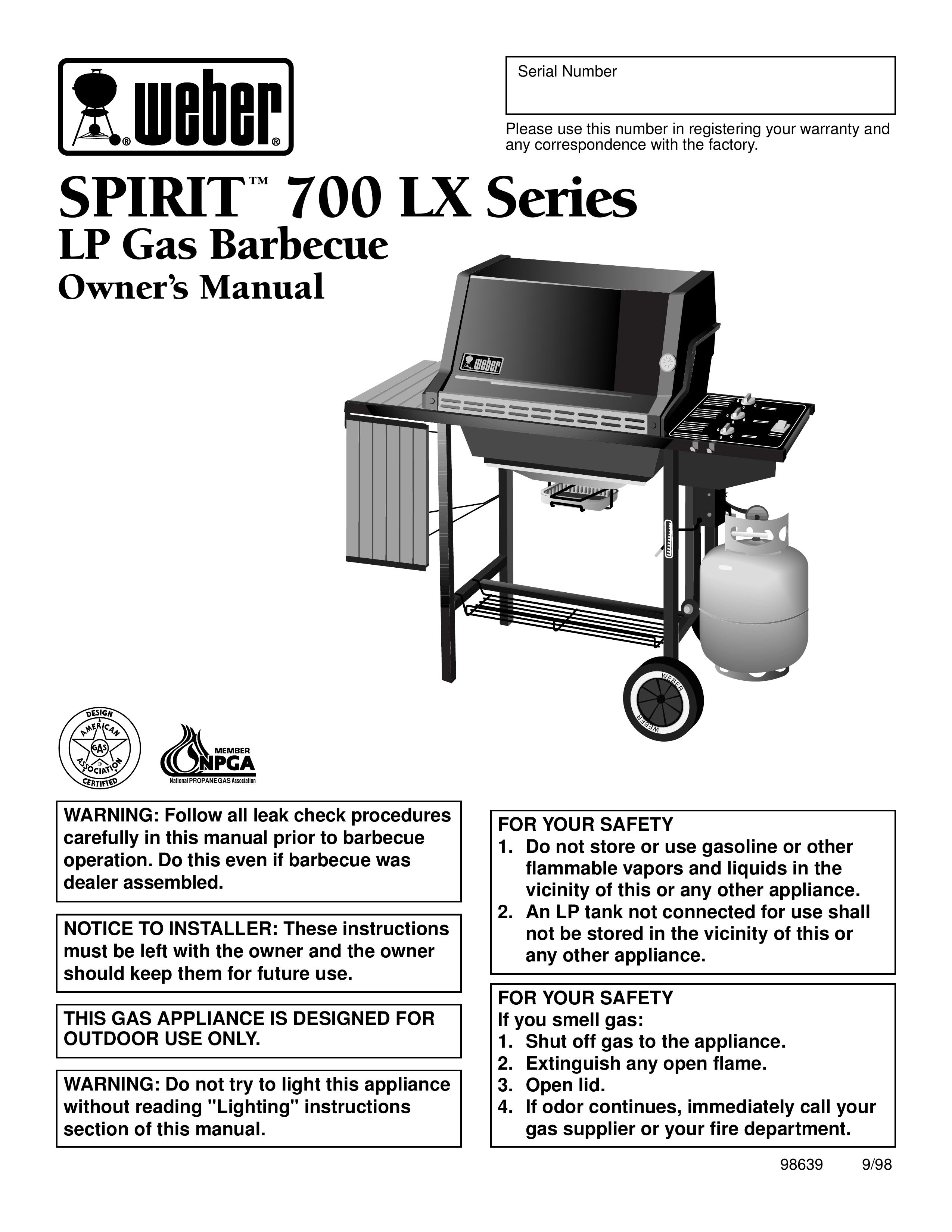 Weber 700 LX Charcoal Grill User Manual