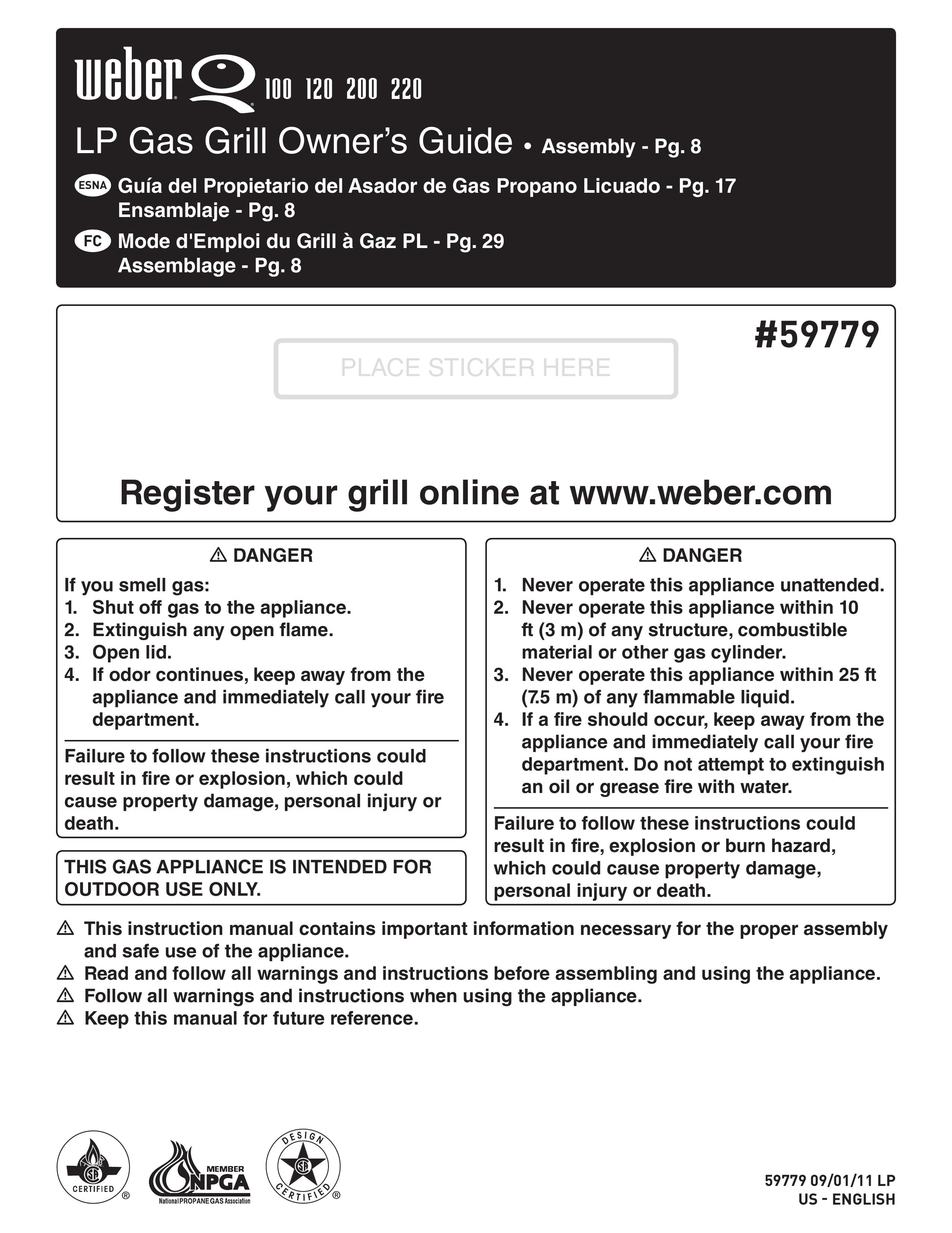 Weber 827020 Charcoal Grill User Manual