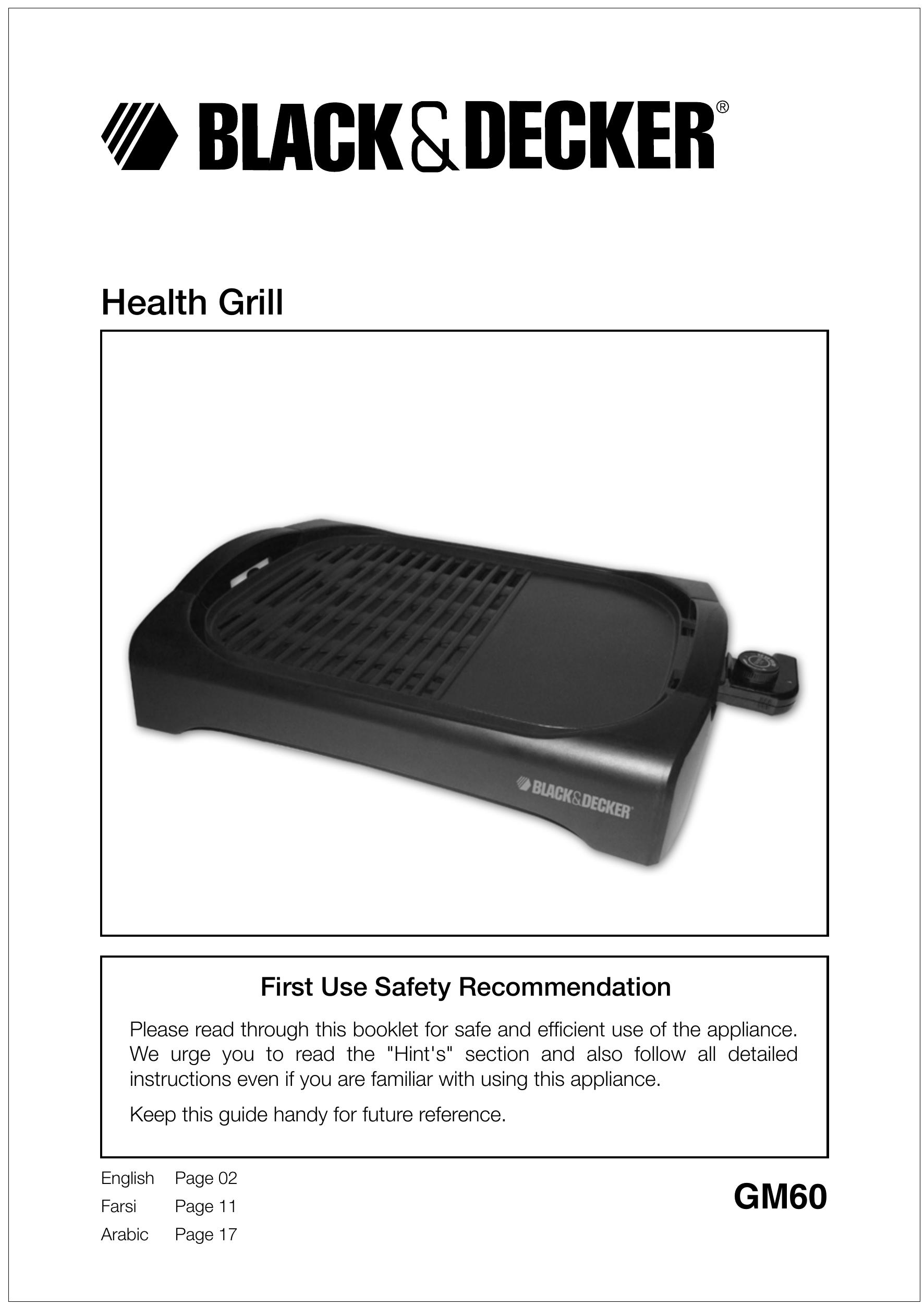 Black & Decker GM60 Electric Grill User Manual