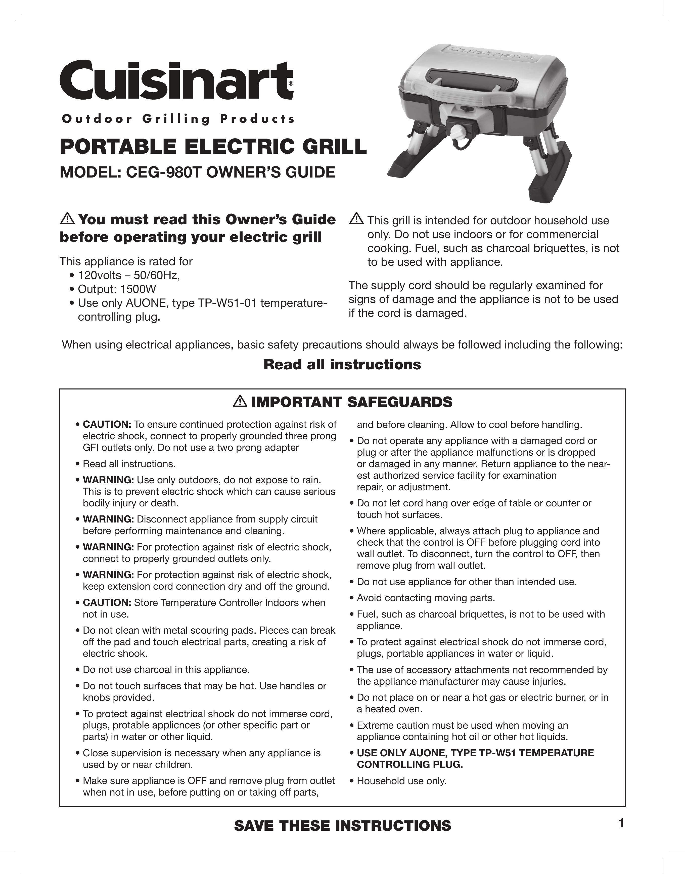 Cuisinart CEG-980T Electric Grill User Manual