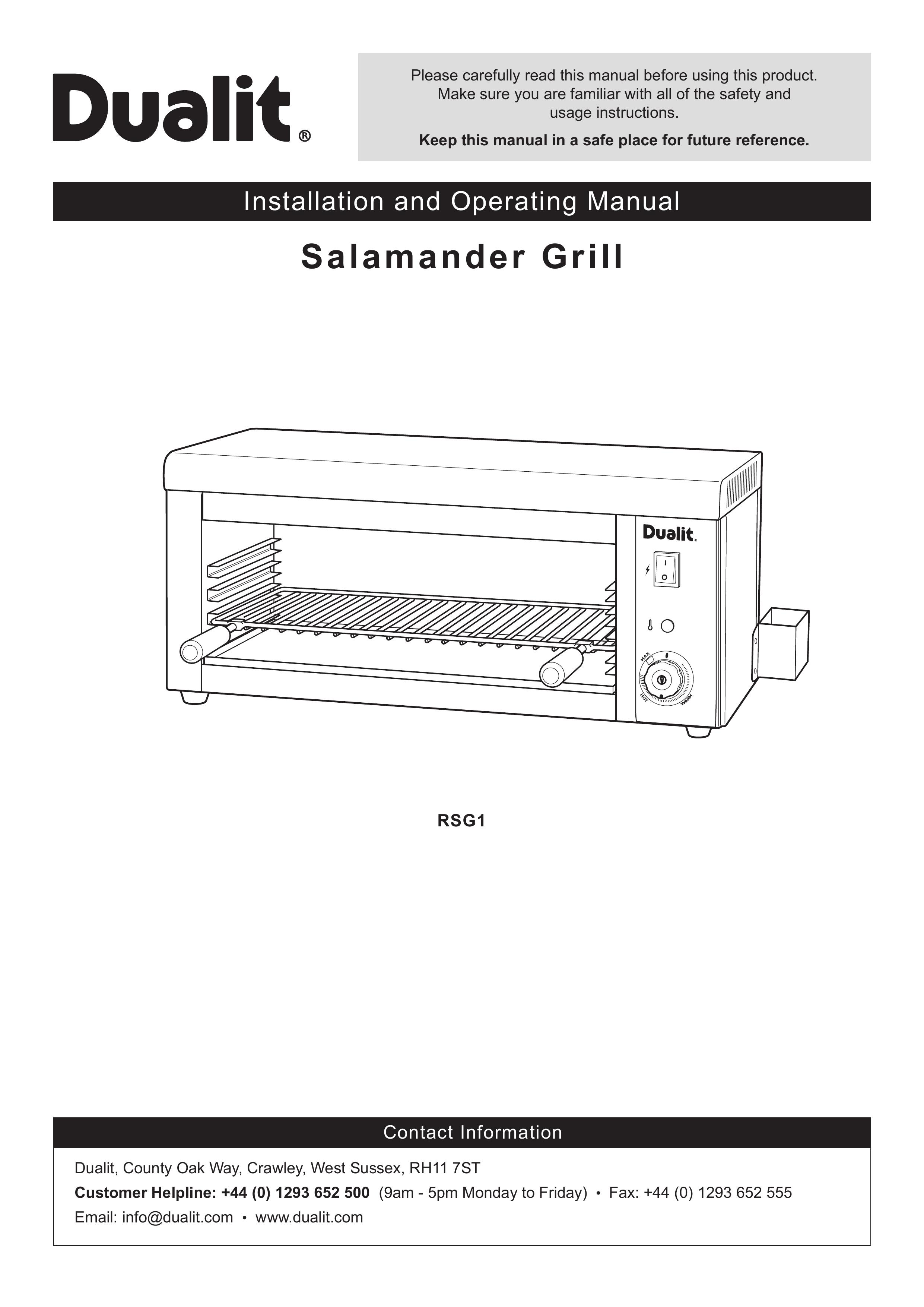 Dualit RSG1 Electric Grill User Manual