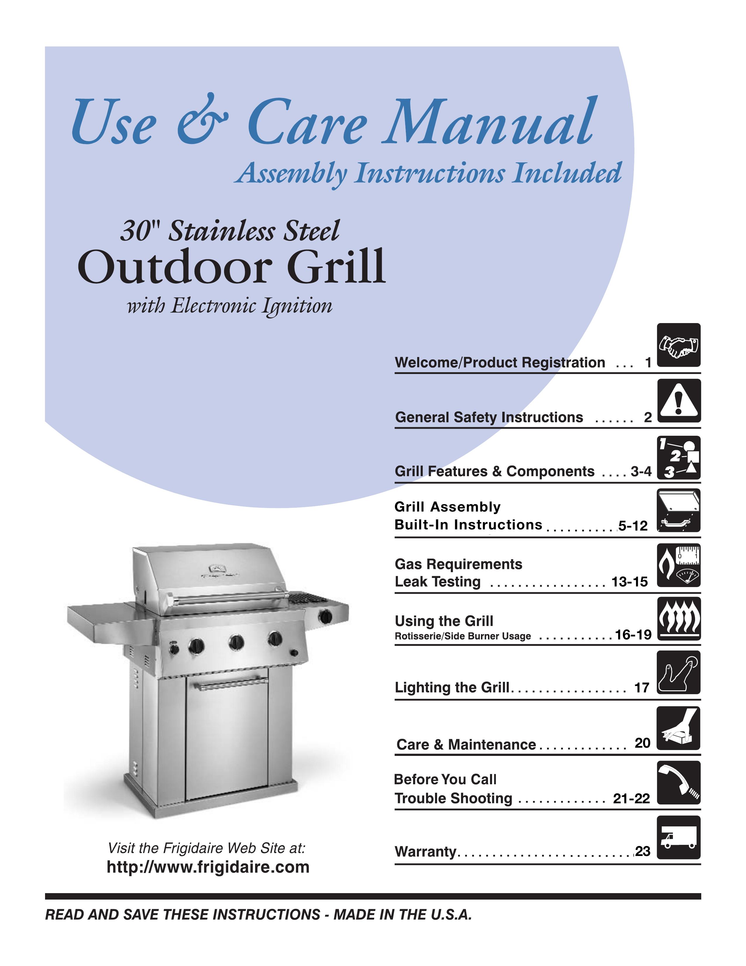 Frigidaire Electric Patio Grill Electric Grill User Manual