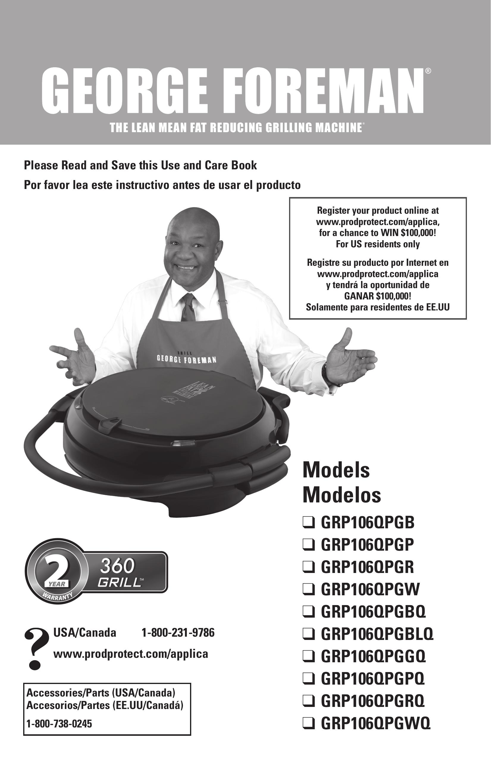 George Foreman GRP106QPGBLQ Electric Grill User Manual
