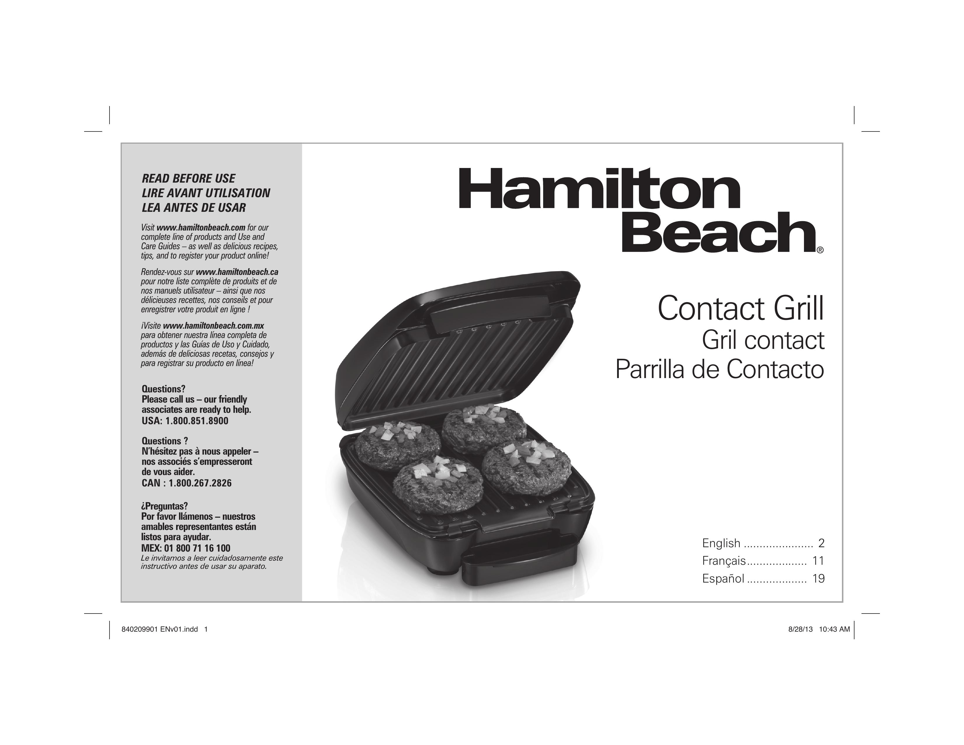Hamilton Beach 25357 Electric Grill User Manual